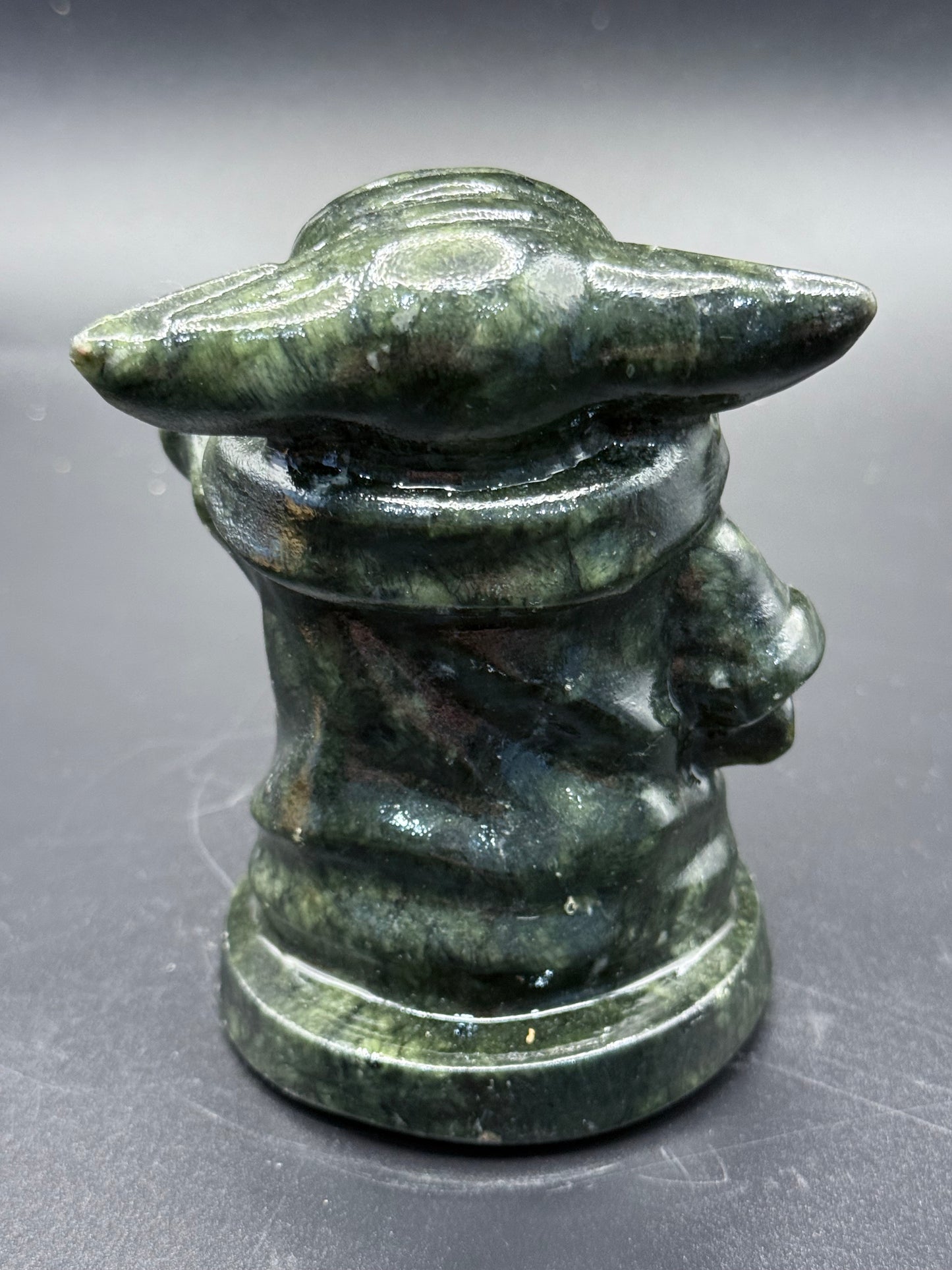 Hand-Carved Serpentine Jade Yoda Figurine 515g 10cm