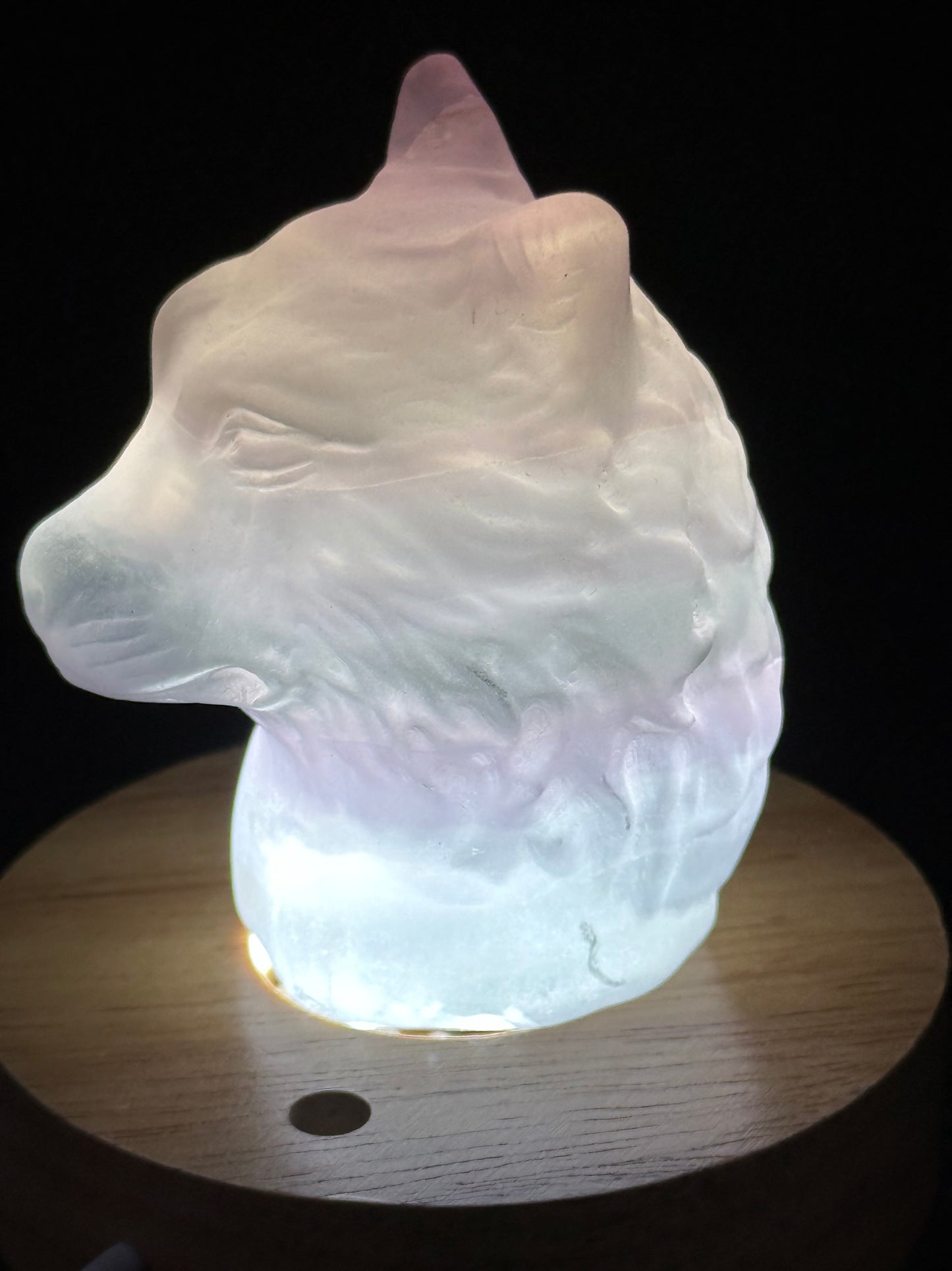 Rainbow Fluorite wolf Head