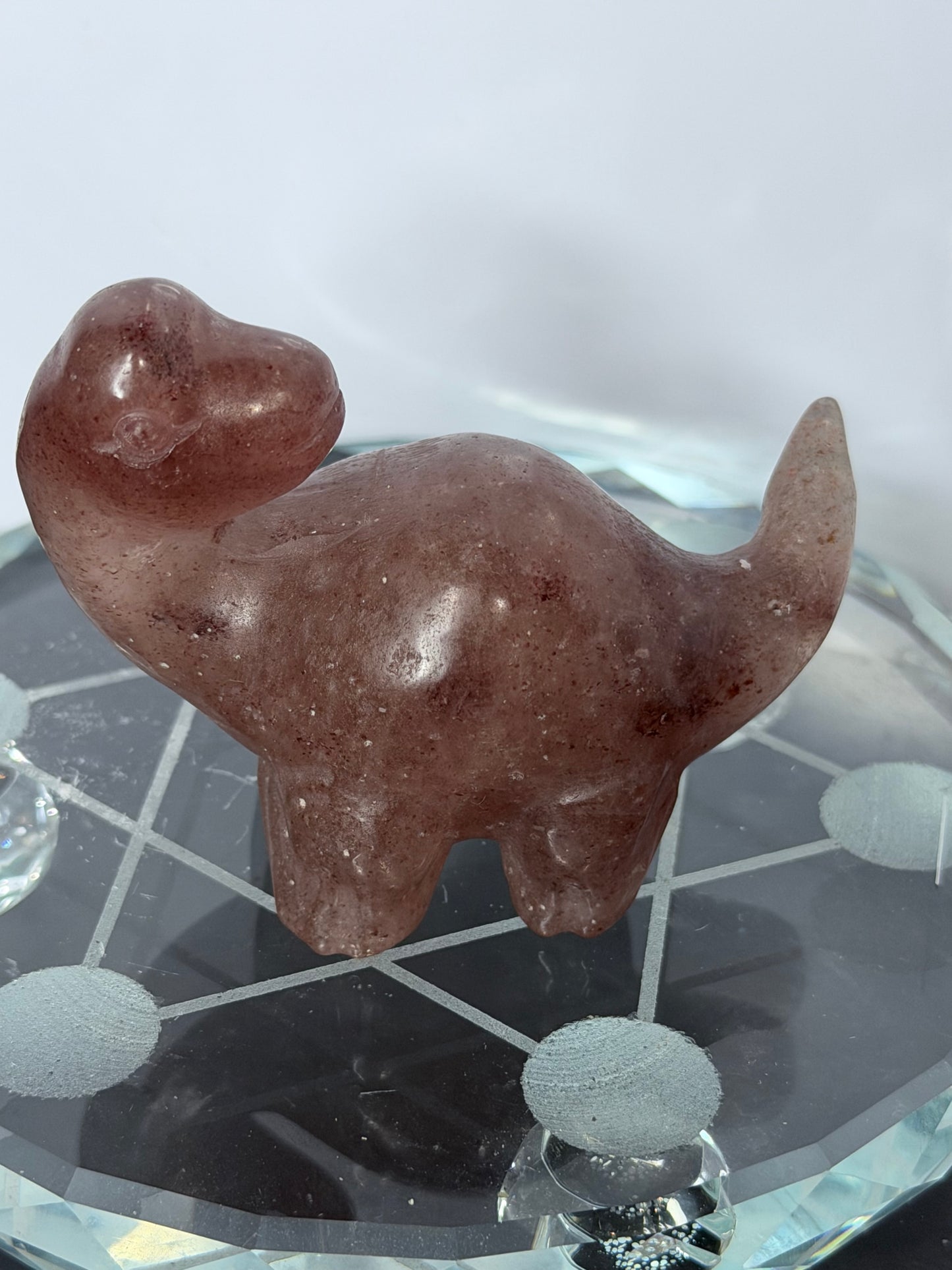 Strawberry Quartz Baby Brontosaurus Crystal Carving – 7cm