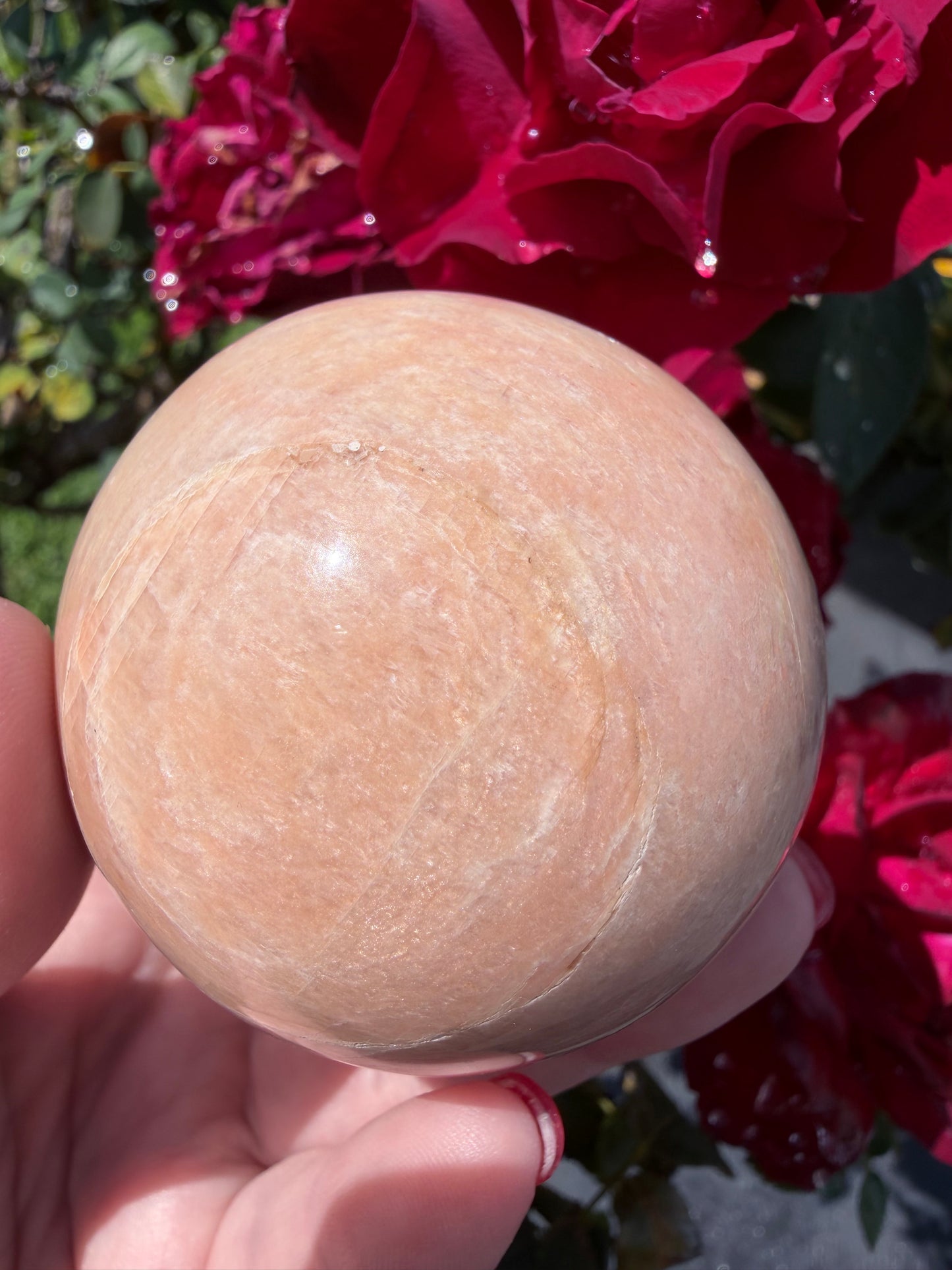 Peach Moonstone Sphere – 5.6cm | 281g