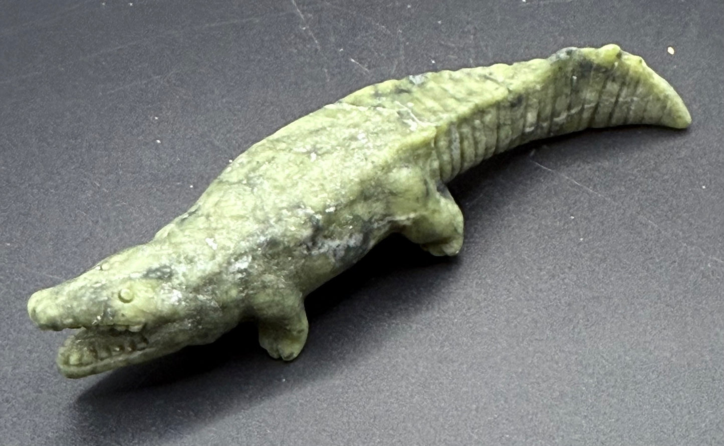 Serpentine Crocodile Carving