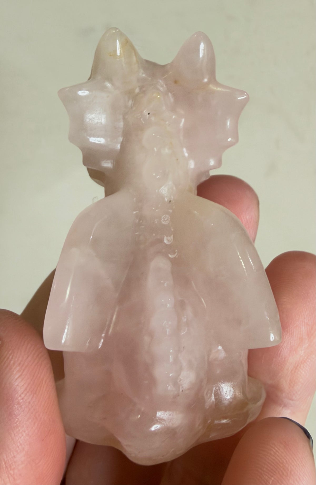 Baby Dragon Rose Quartz Carving – 6 cm