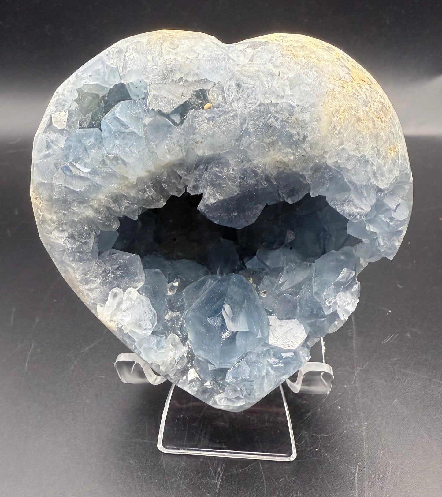 Celestite Heart with Natural Crystal Cavities โ 850g