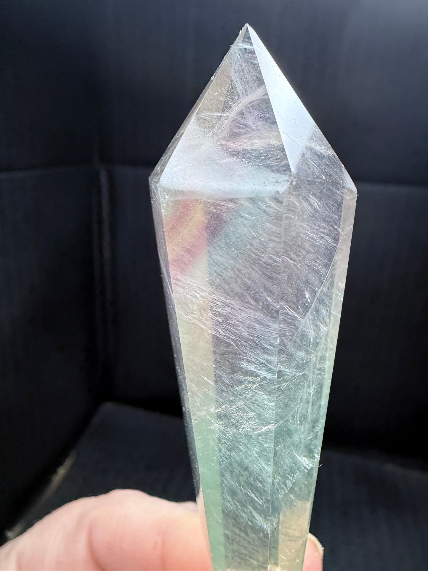 Watermelon Fluorite Wand on stand