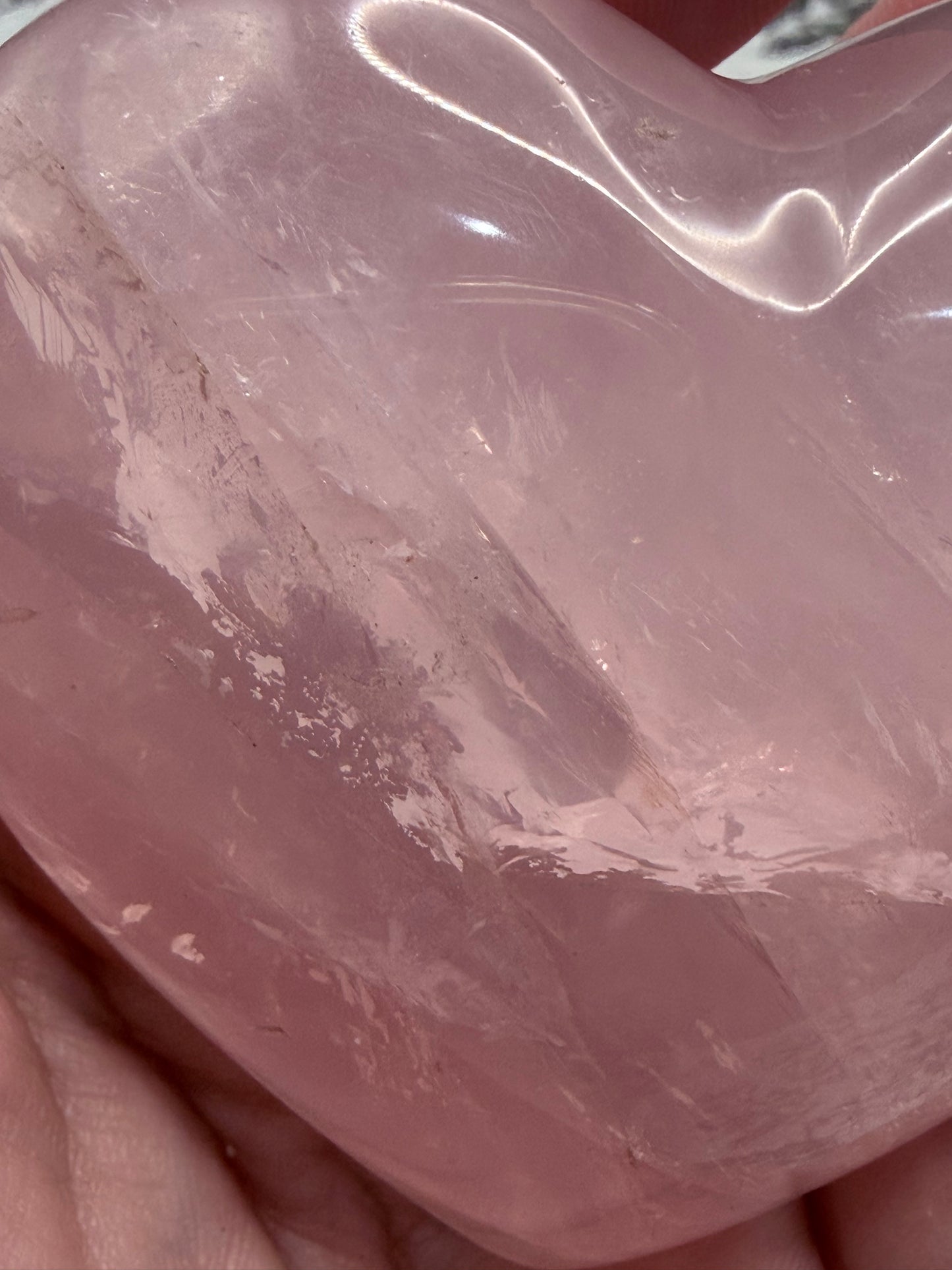 Rose Quartz Heart with Silver Stand – Self Love & Calm (215g | 7.2 × 7cm)