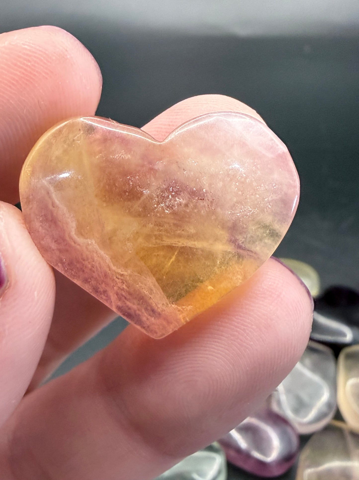 Rainbow Fluorite small Hearts