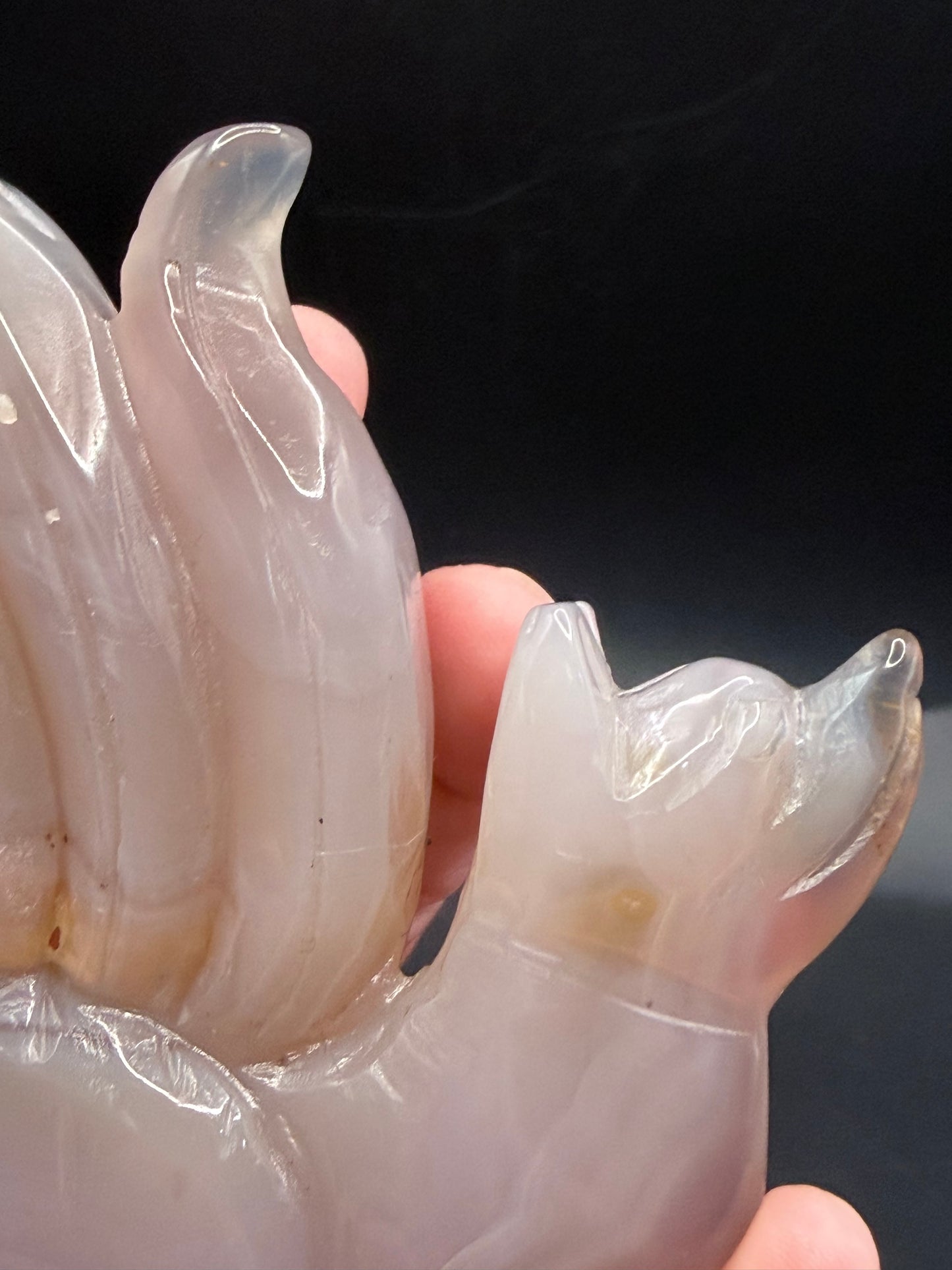 9-Tail Fox Crystal Carving with Druzy