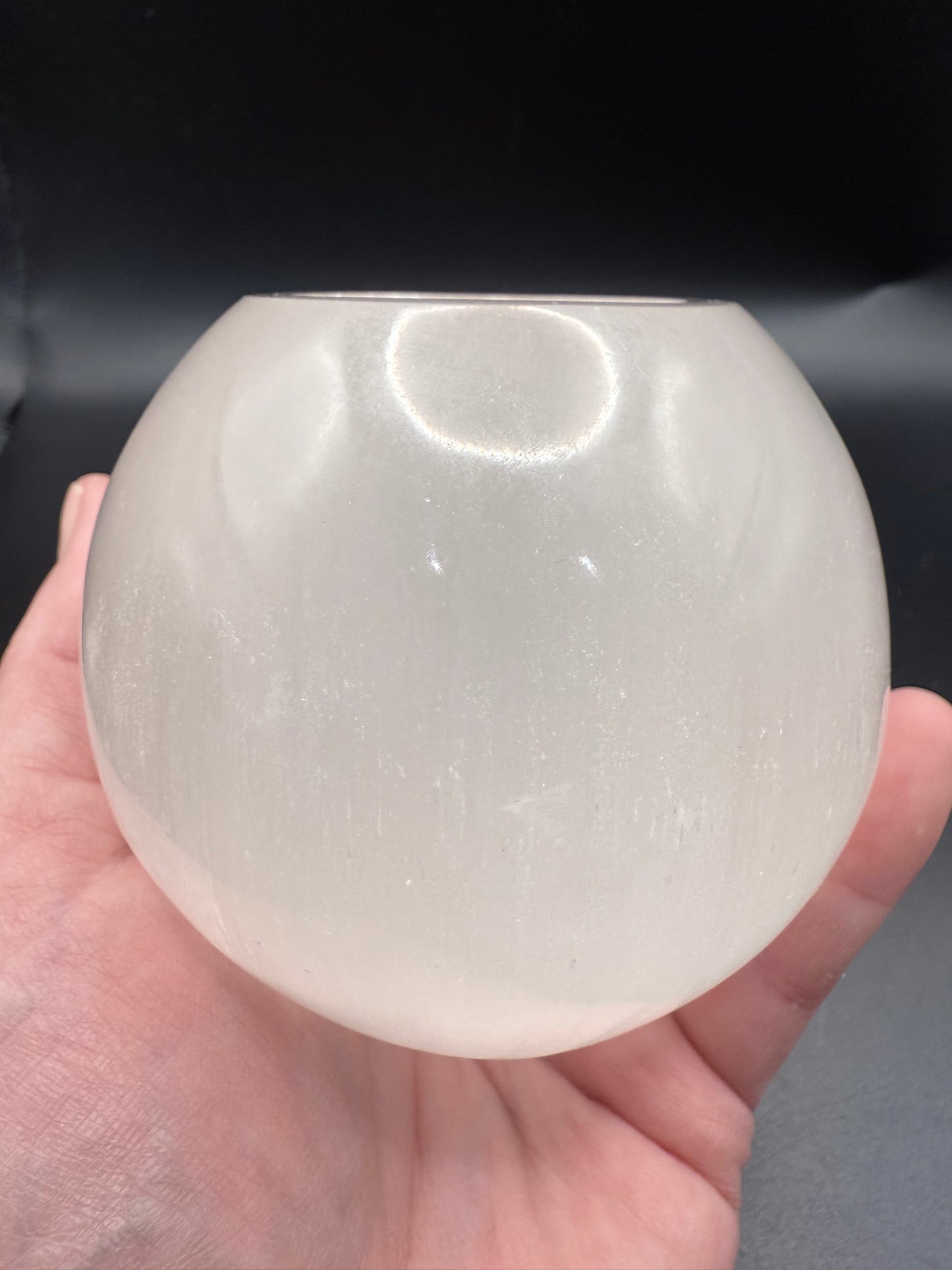 Selenite Sphere Candle Holder
