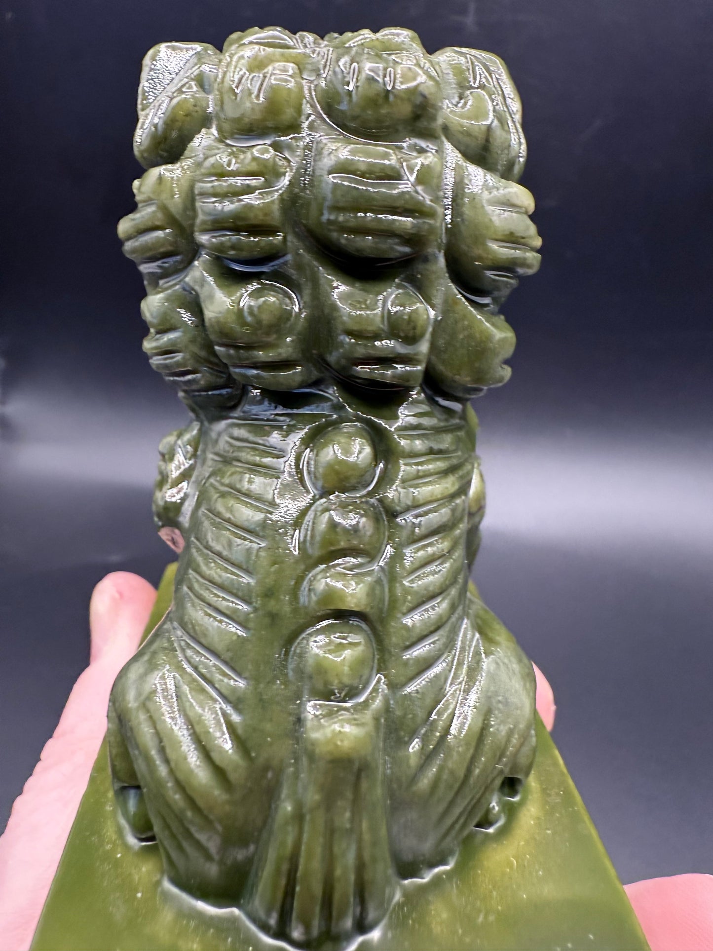 Serpentine (Green Jade) Foo Dogs โ Pair