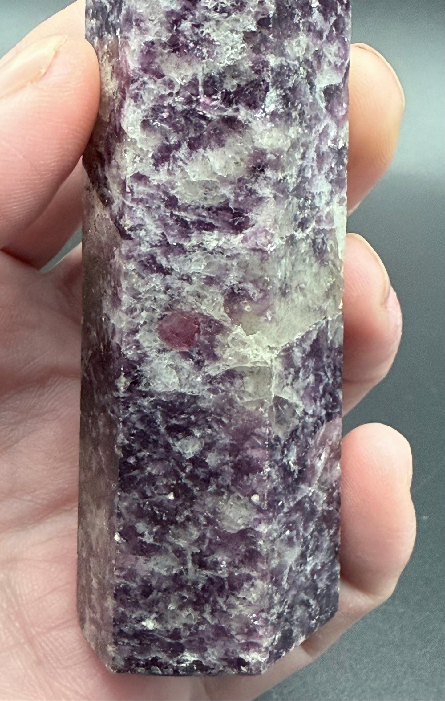 Lepidolite Tower with Pink Tourmaline Inclusions