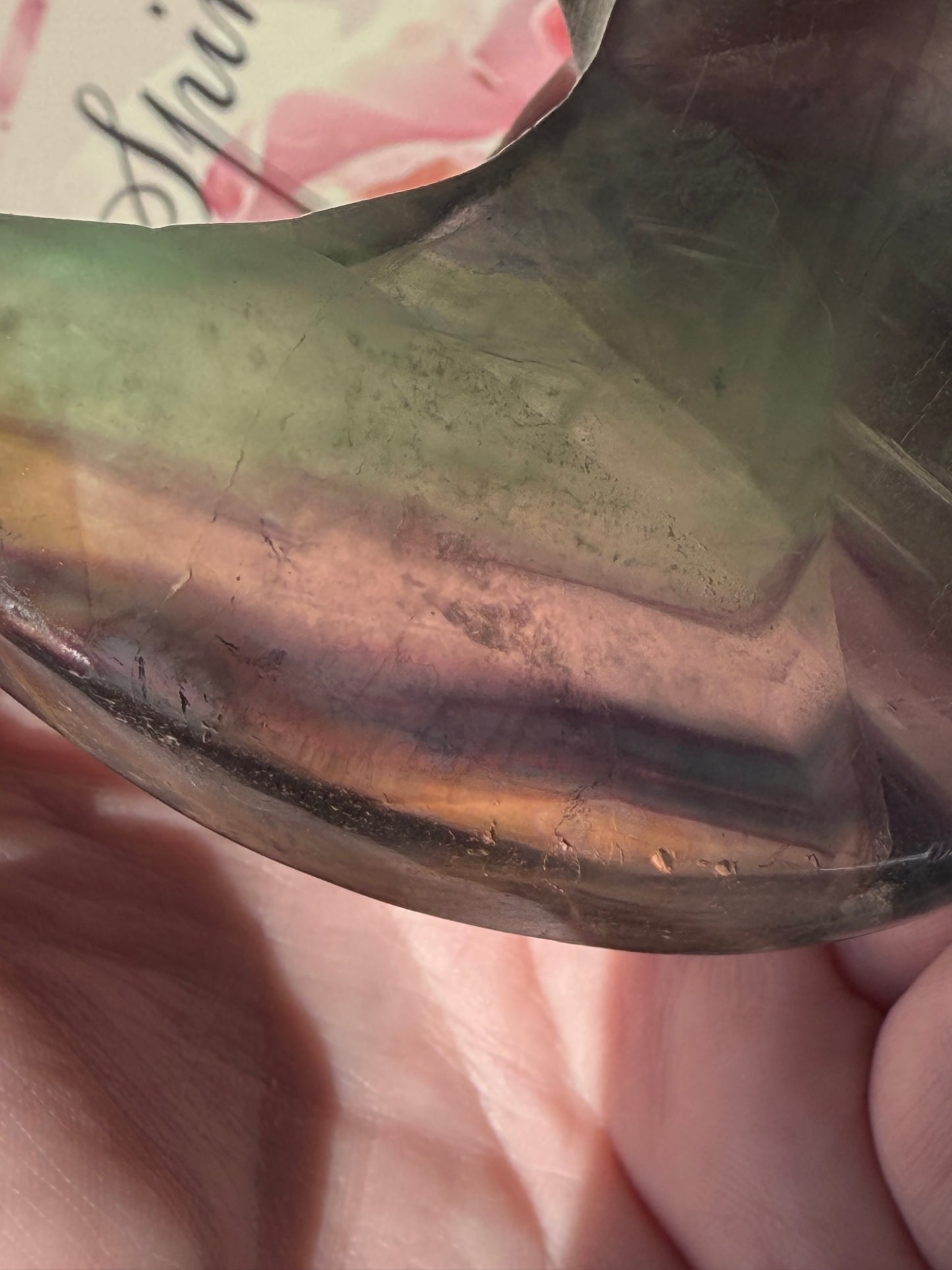 Fluorite Moon on Gold Stand