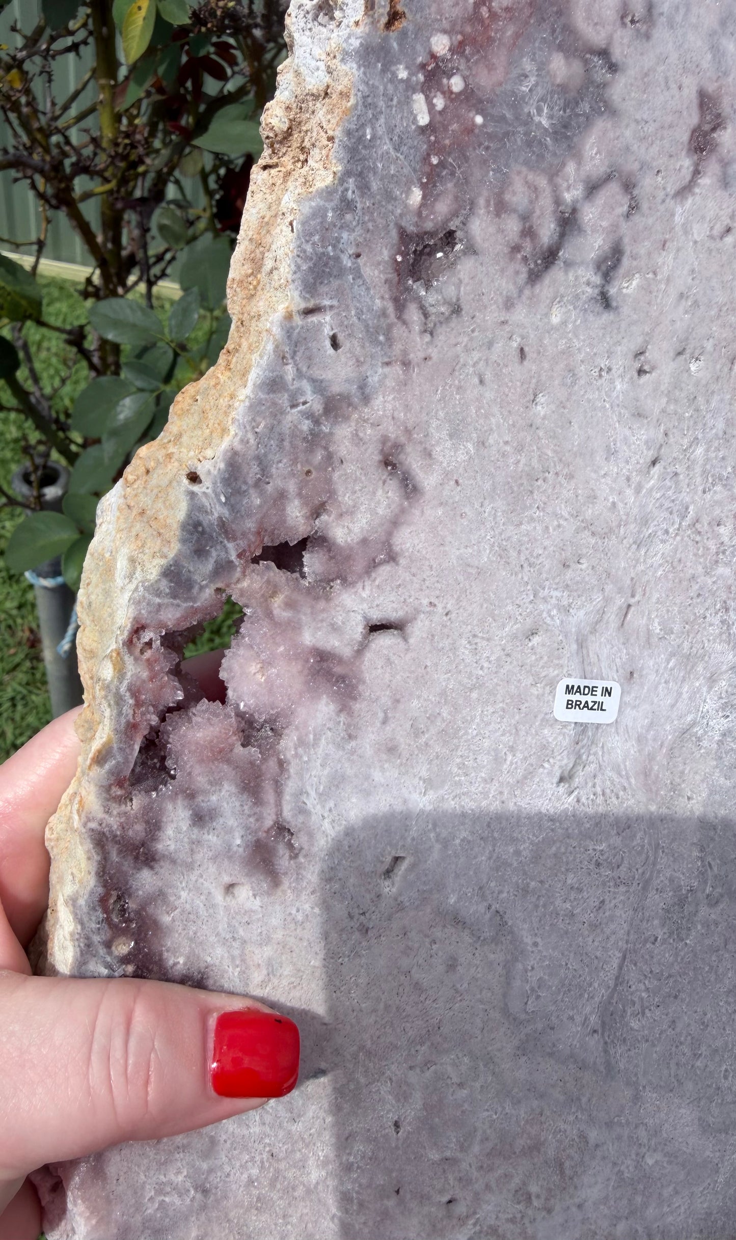 Large Botryoidal Pink Amethyst Druzy Slab on Stand – 3.2kg | 45cm Brazilian Statement Piece