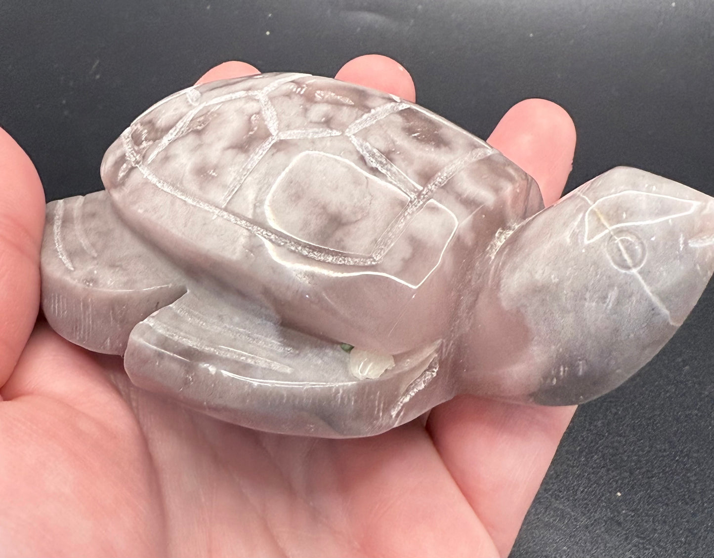 Grey Agate Turtle with Sparkling Druzy