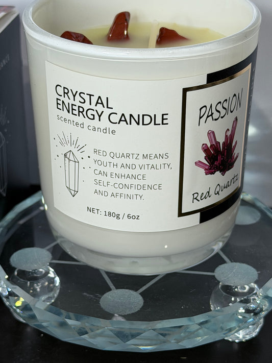Passion Crystal Energy Candle – Red Quartz | 180g