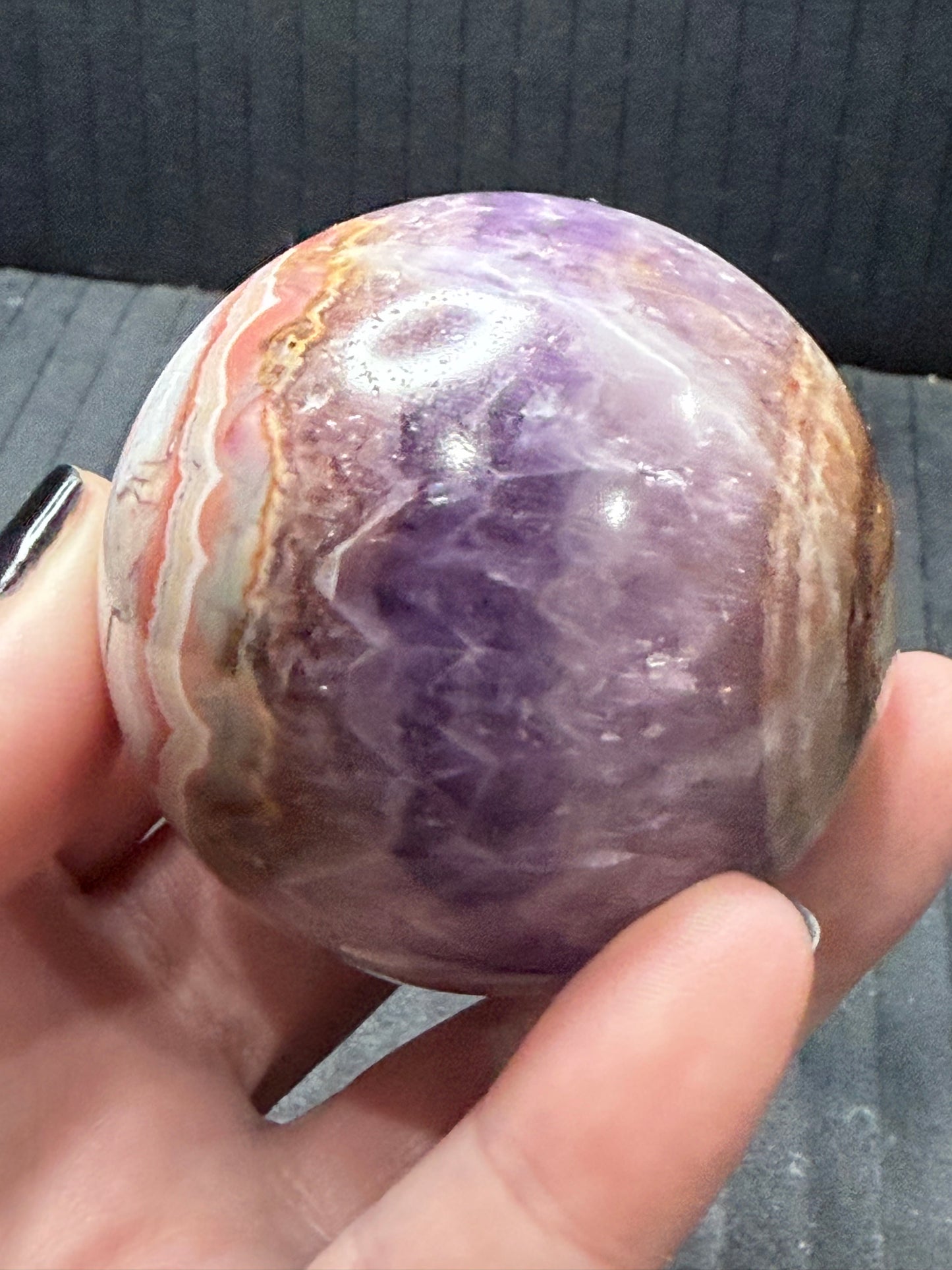 Amethyst with Crazy Lace Agate Sphere 5.3cm