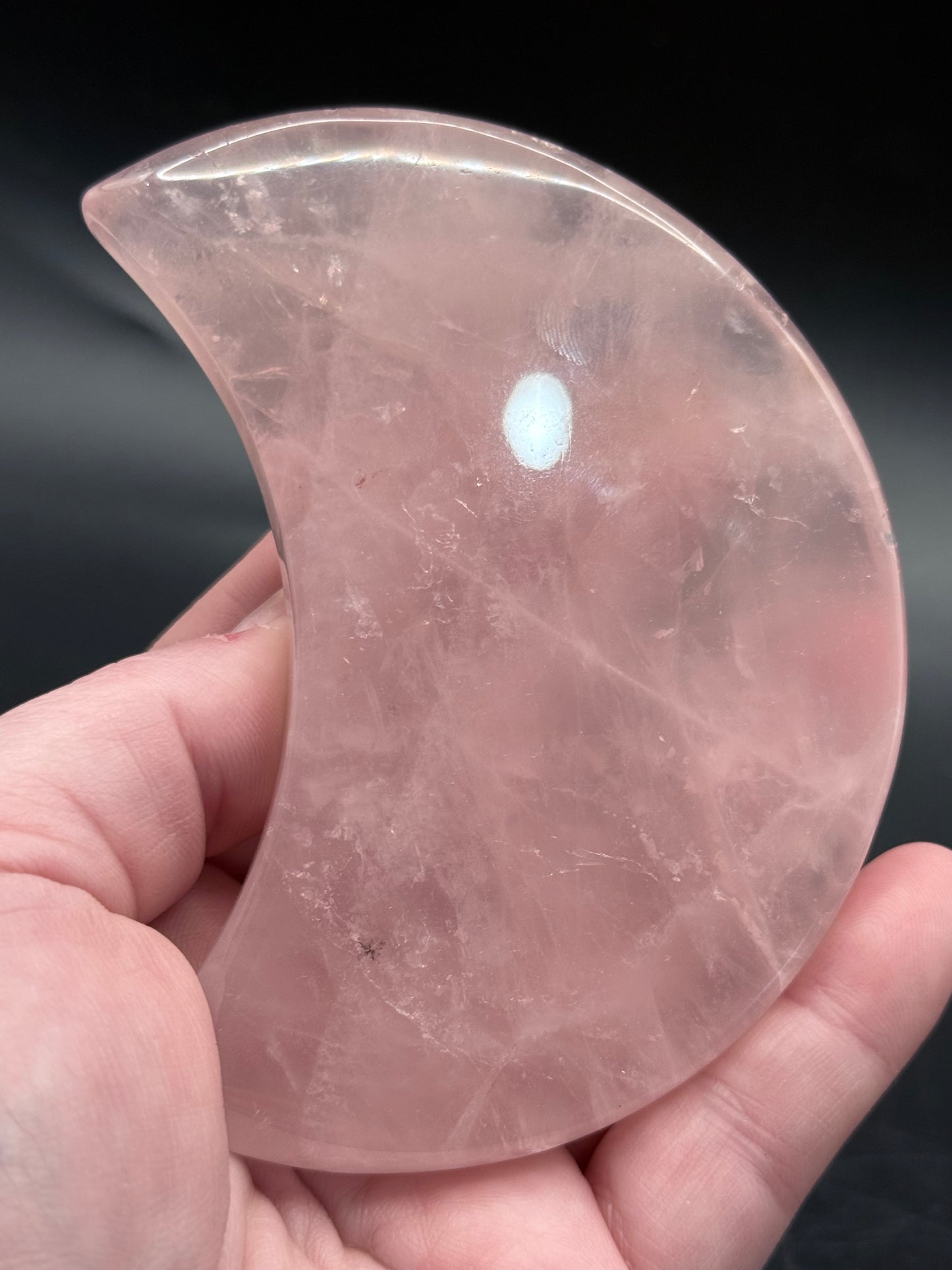 Rose Quartz Crescent Moon 10x8.2cm 169g