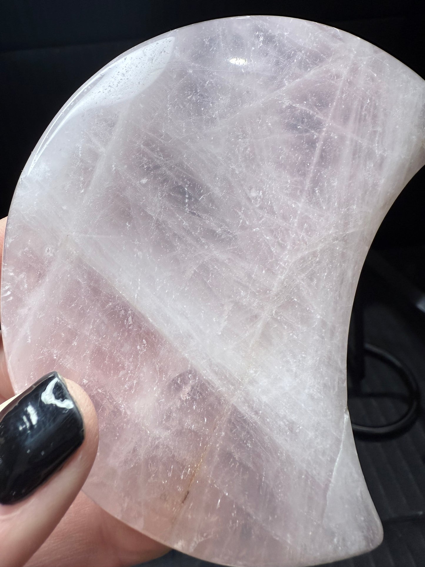 Rose Quartz moon on stand