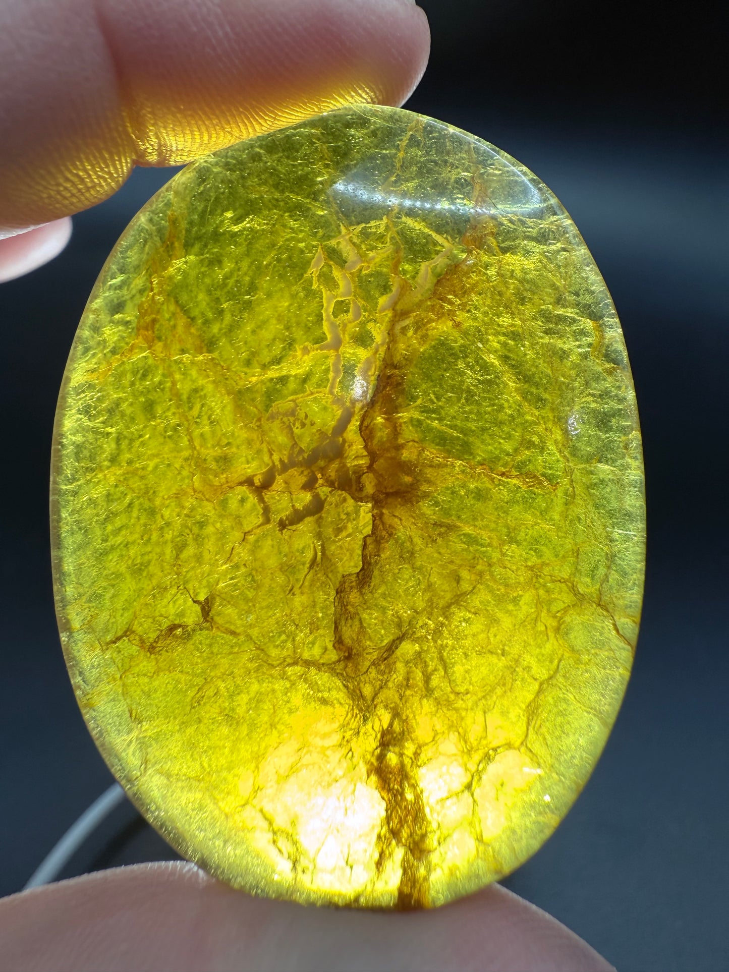 Yellow Fluorite with Mica Palm Stone