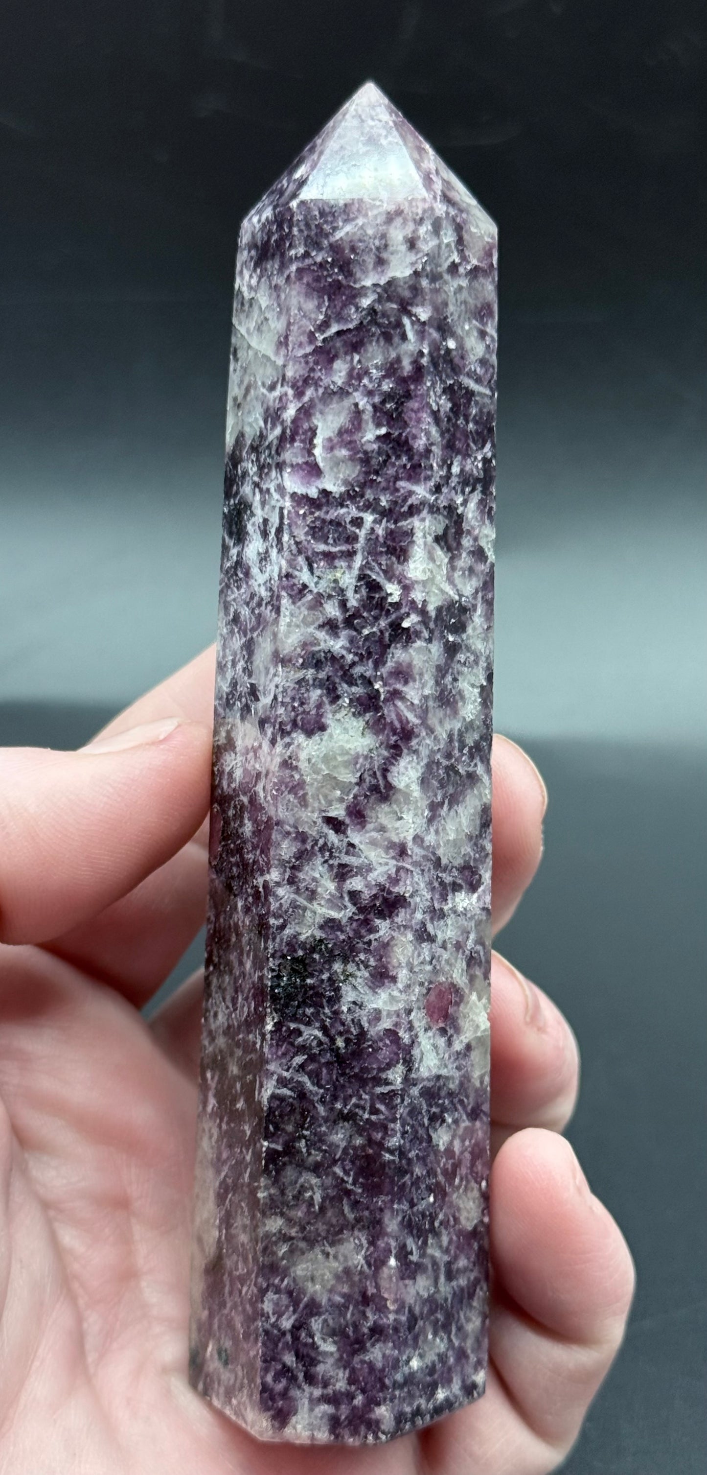 Lepidolite Tower with Pink Tourmaline Inclusions