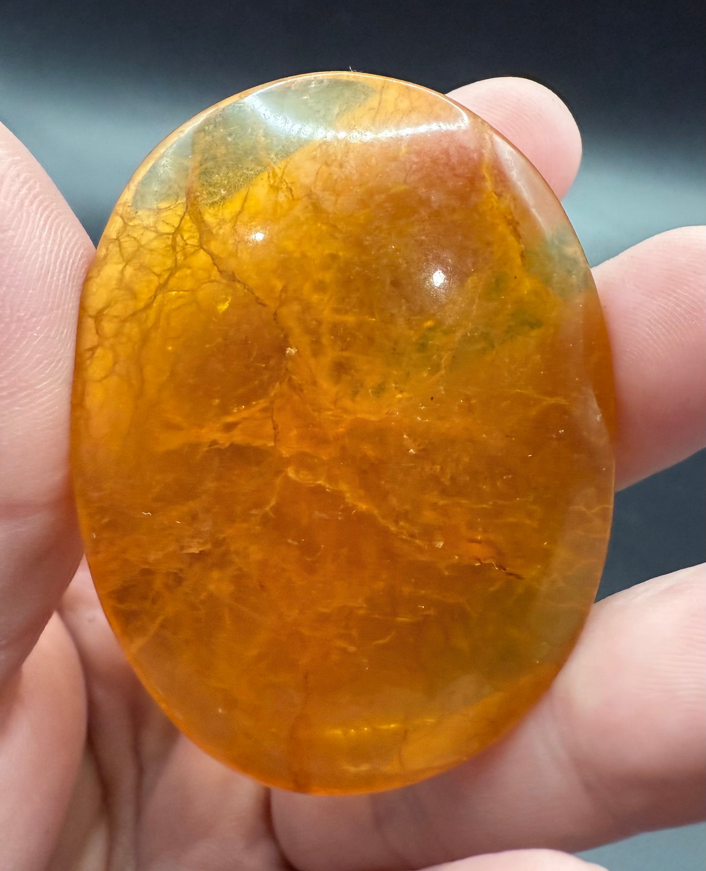 Yellow Fluorite with Mica Palm Stone