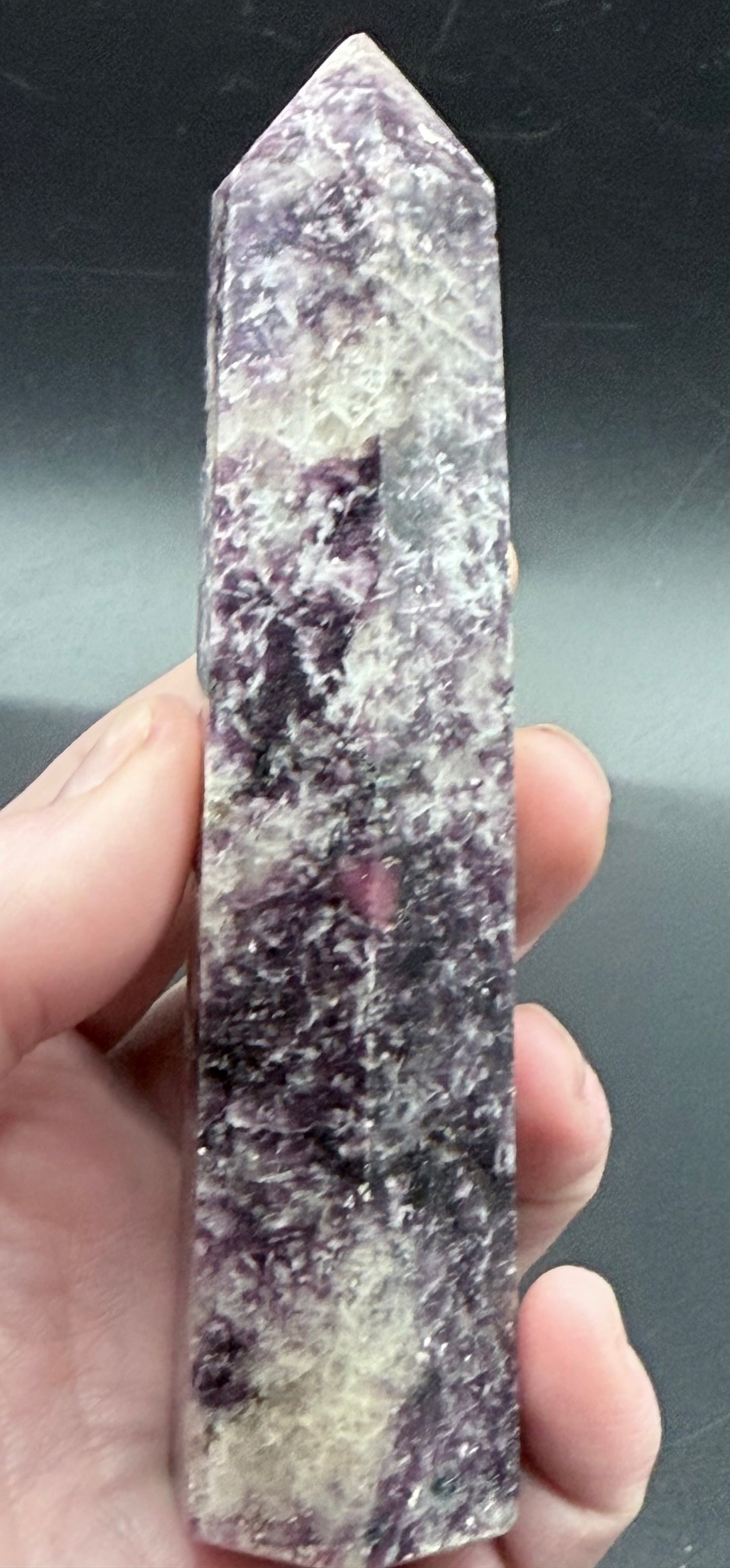 Lepidolite Tower with Pink Tourmaline Inclusions