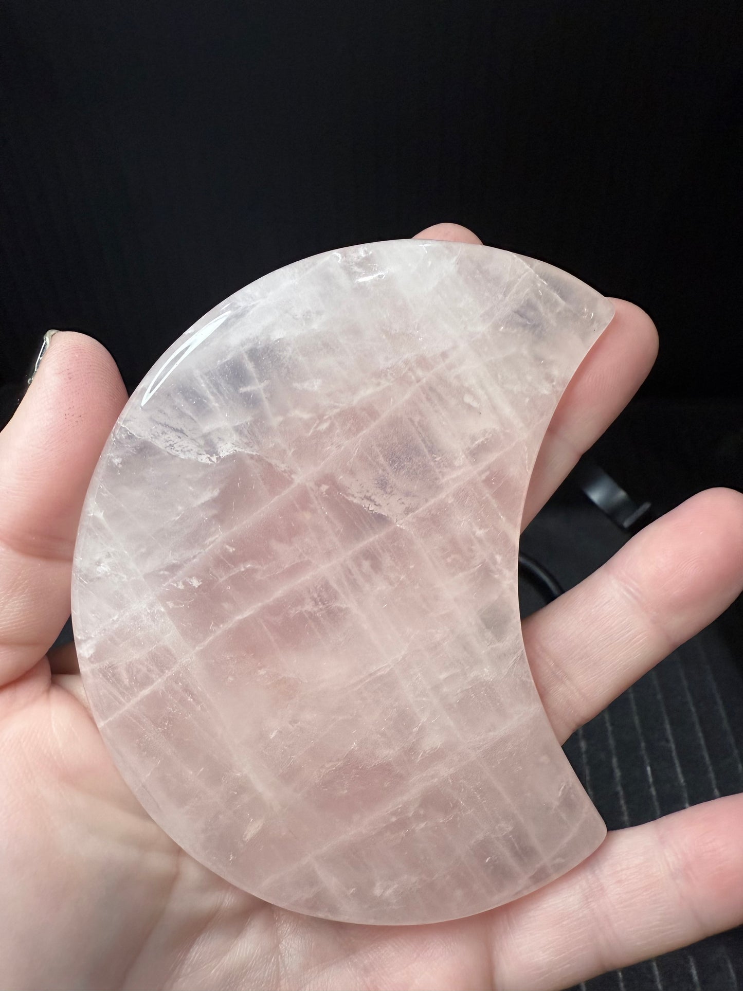 Rose Quartz Moon on stand