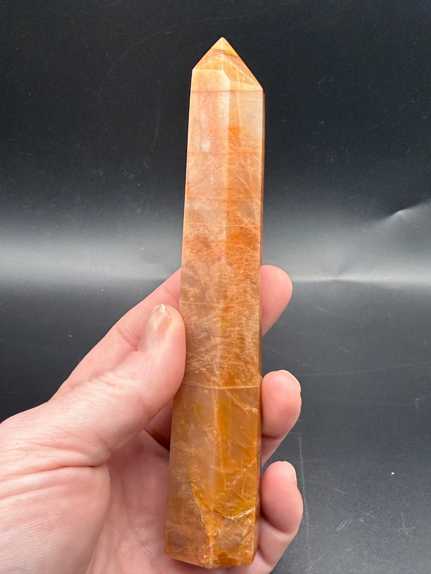 Peach Moonstone Tower with Blue Flash