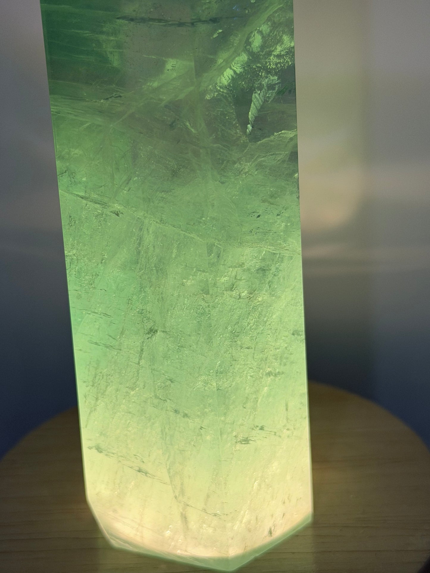 Watermelon Fluorite Tower with Light Base – 18cm | 485g
