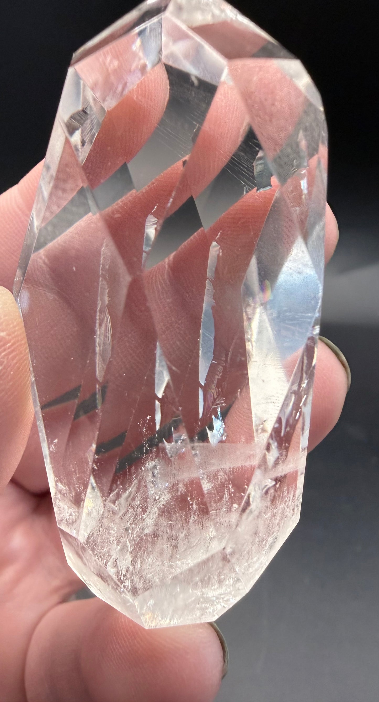 Clear Quartz Polyhedron on Rotating Stand