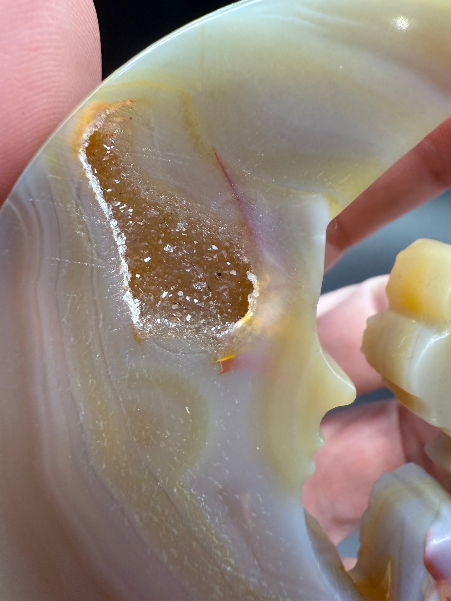 Agate Moon & Fairy with Druzy