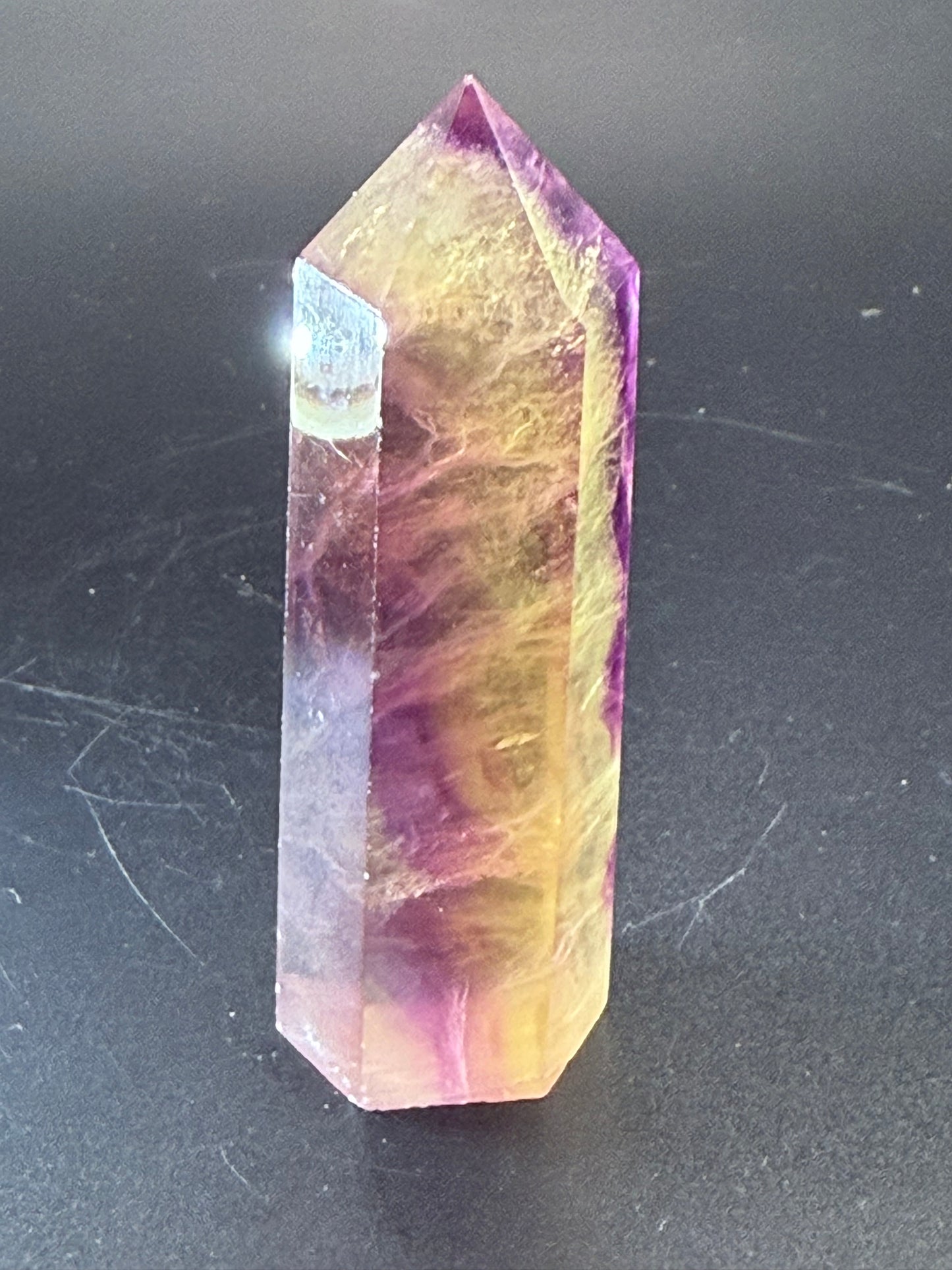 Yellow and Purple Fluorite Tower
