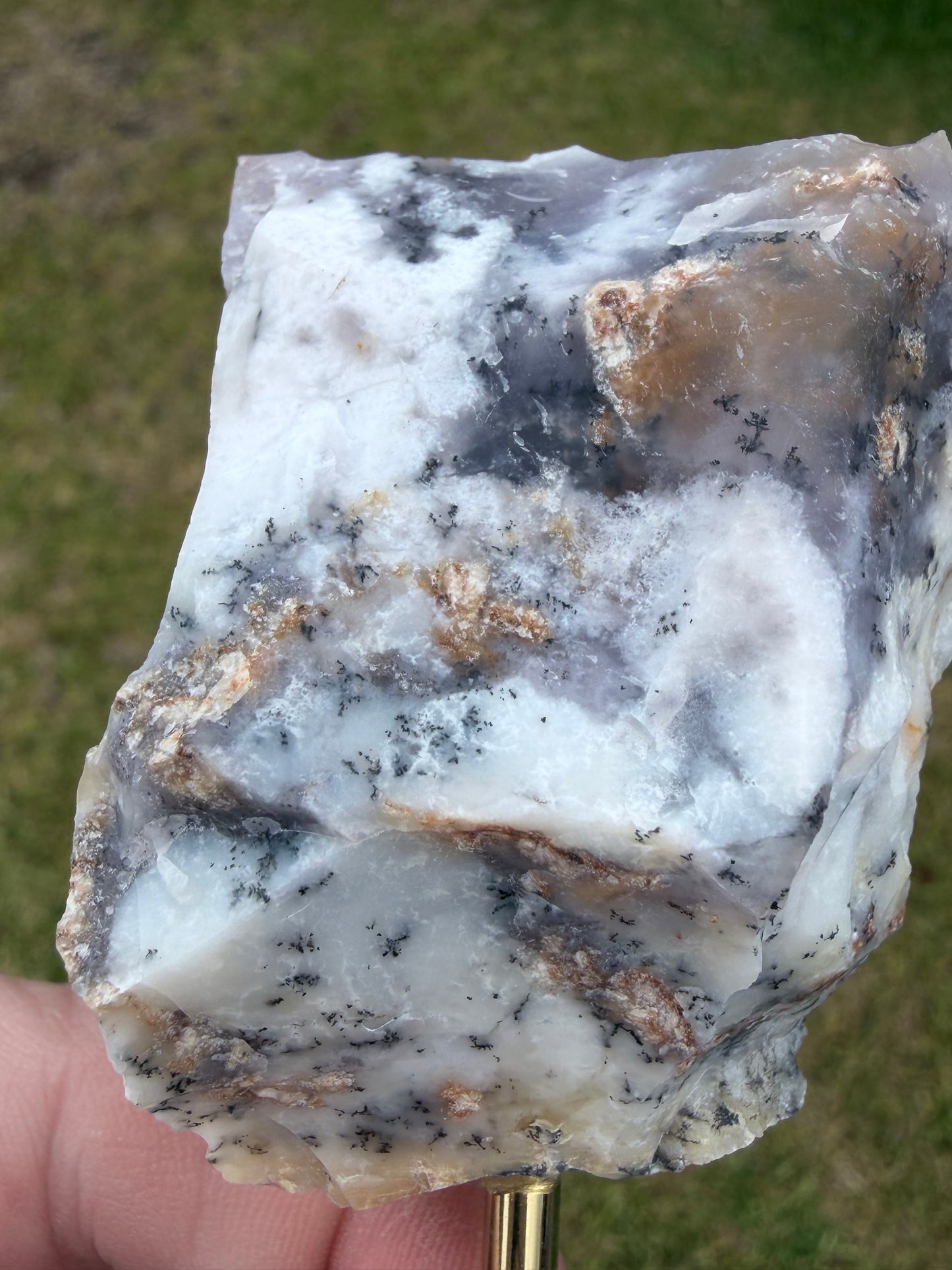 Dendritic Opal Slab on Stand (Merlinite-Style)