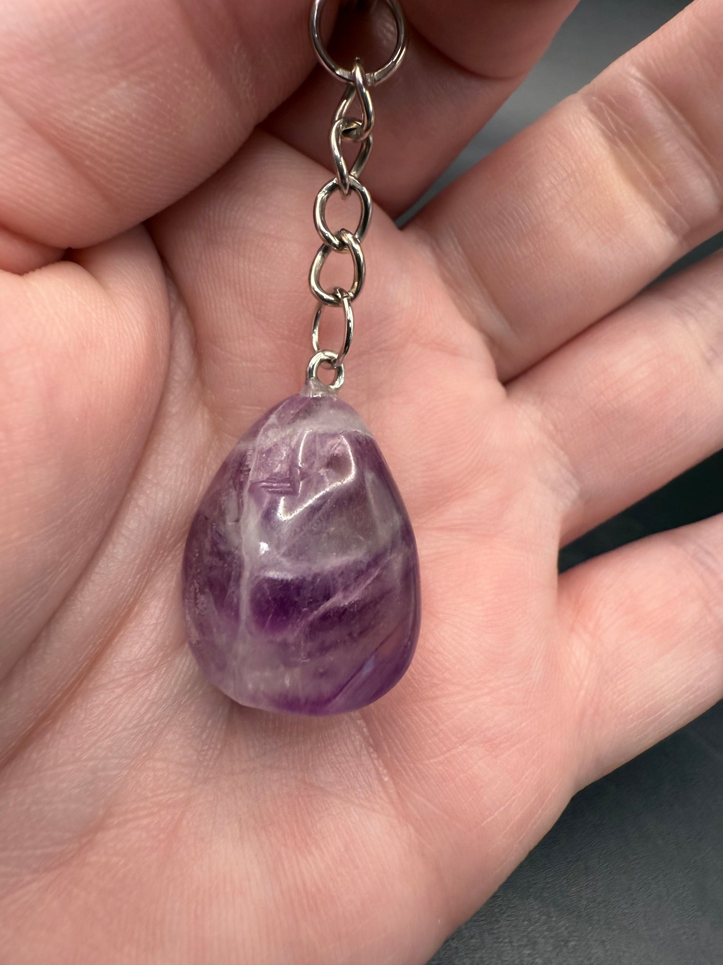 Purple Fluorite Crystal Keychain