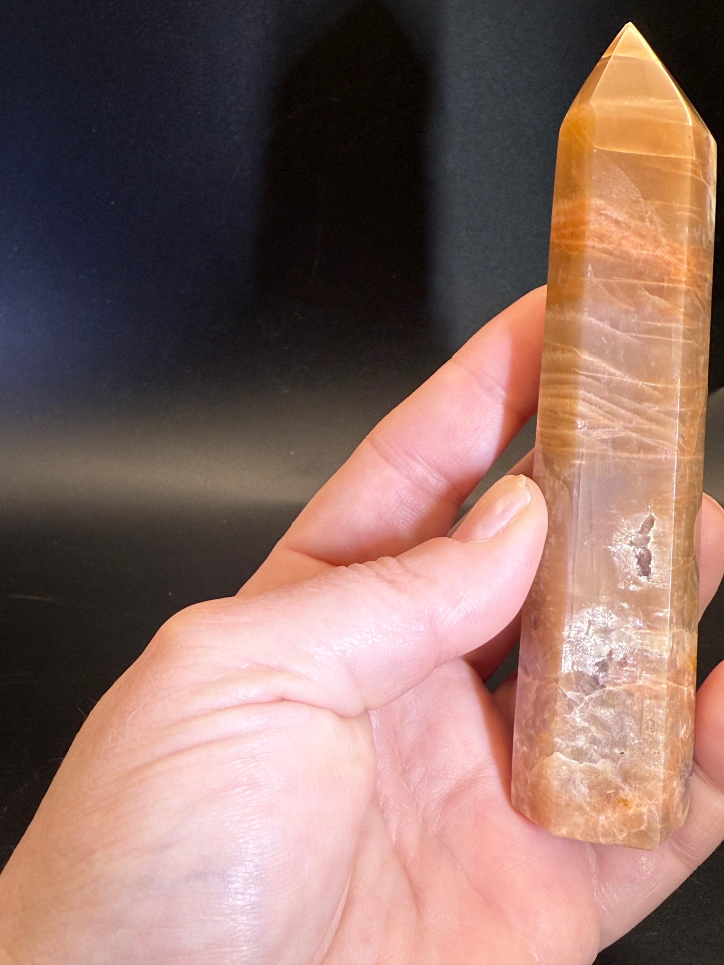 Peach Moonstone Tower with Blue Flash