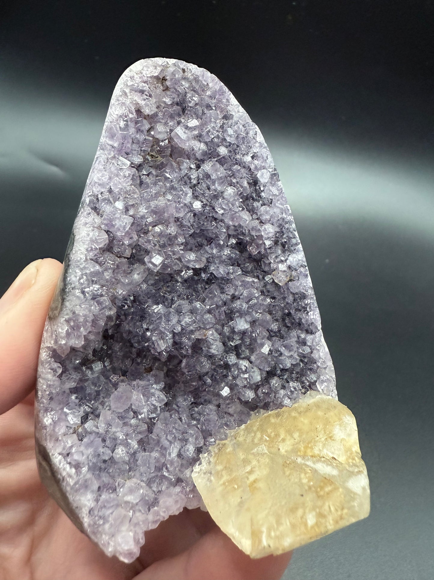 Rainbow Amethyst with Calcite Point ā 304g