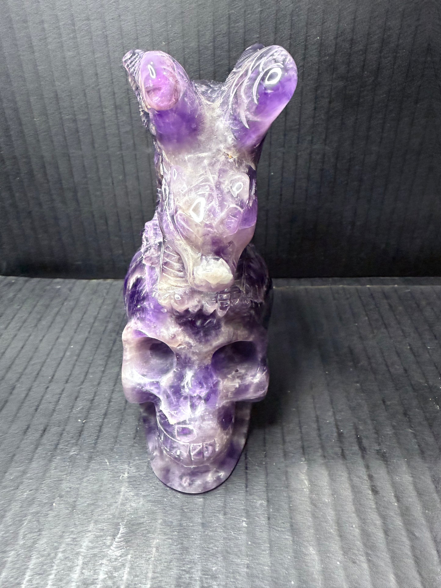 Amethyst Skull with Dragon