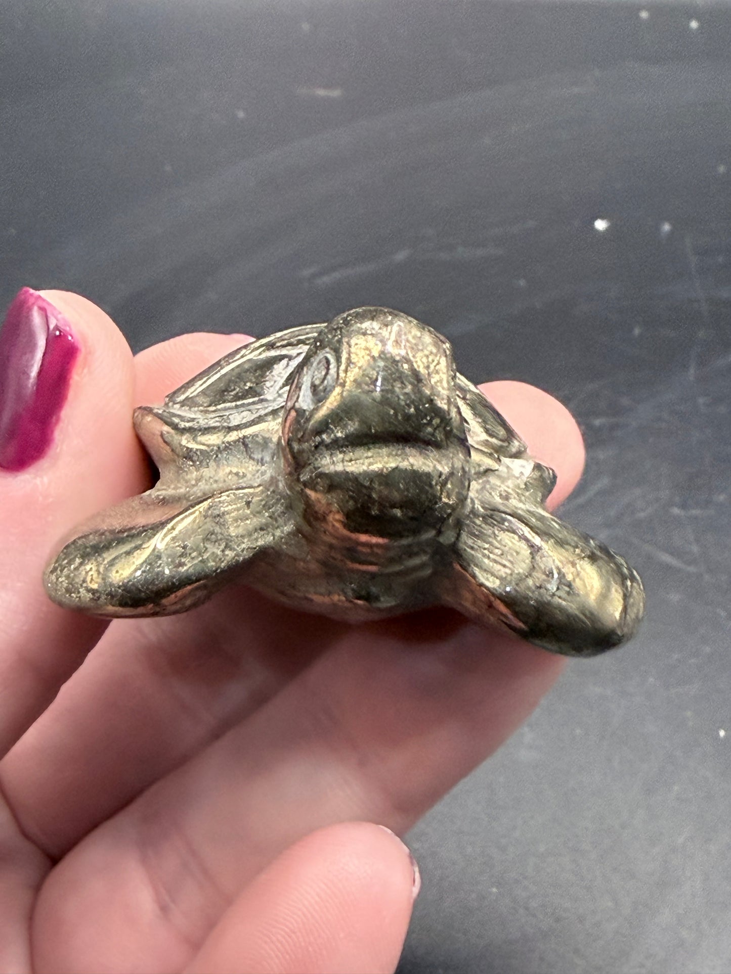 Pyrite Turtle Carving