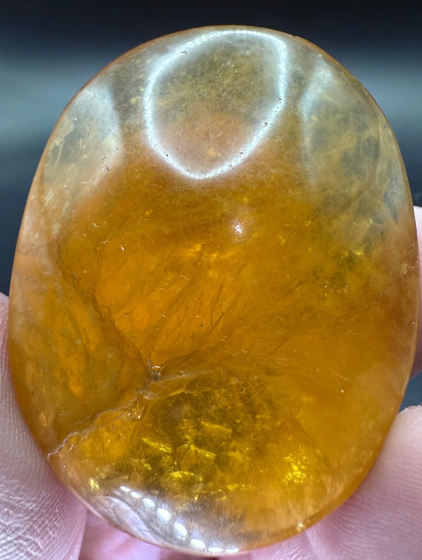 Yellow Fluorite with Mica Palm Stone