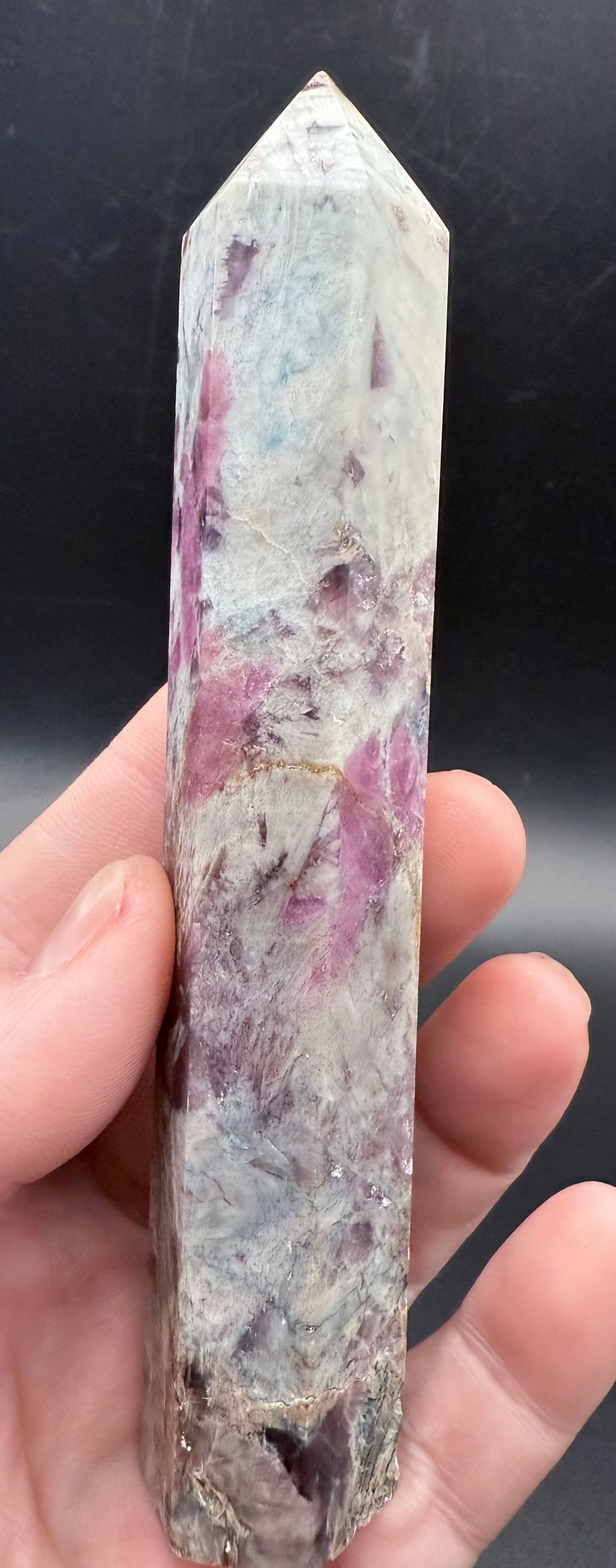 Rare Multi-Mineral Tower โ Pink & Blue Tourmaline, Aquamarine, Smoky Quartz, Lepidolite & Mica