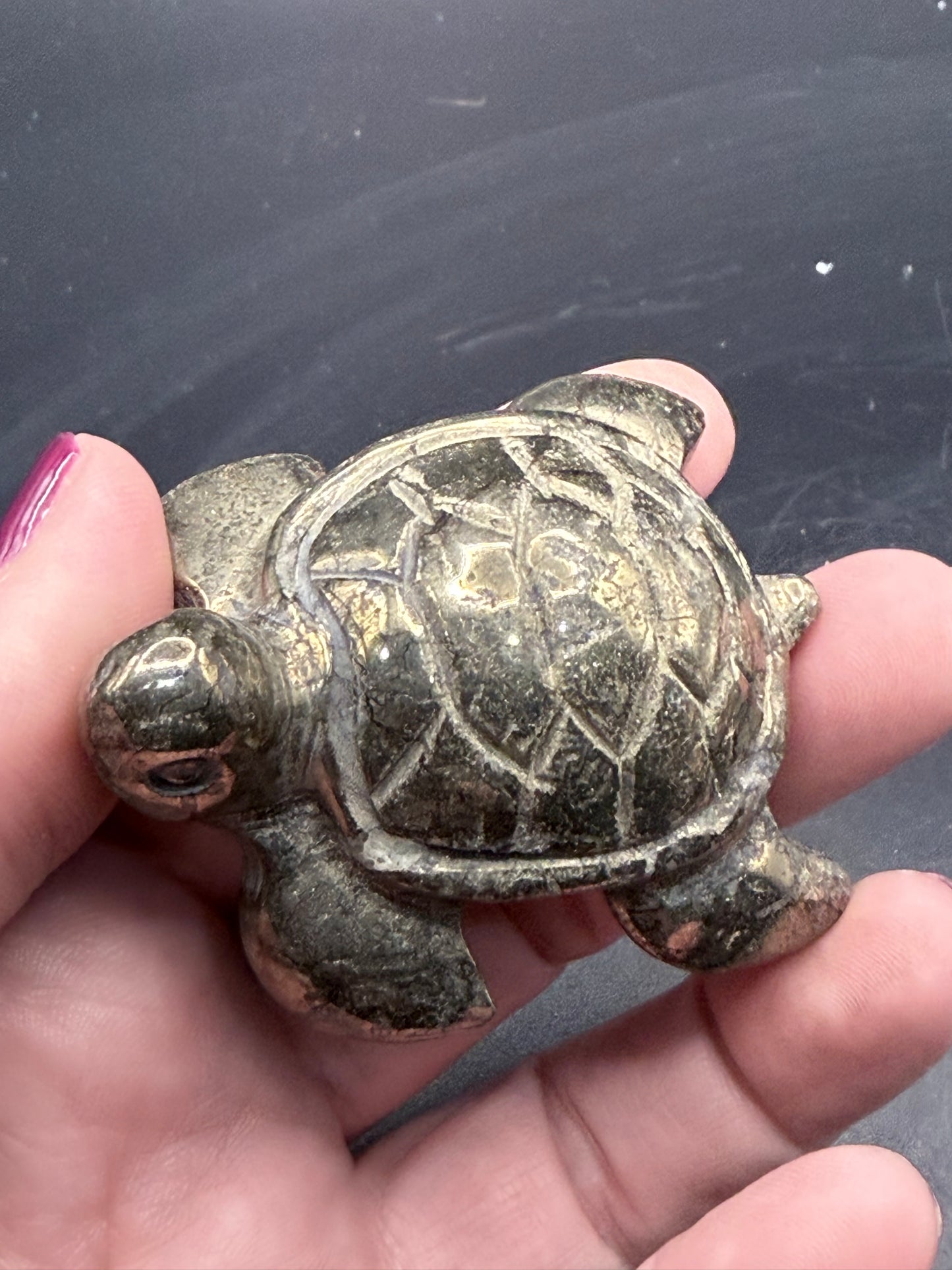 Pyrite Turtle Carving