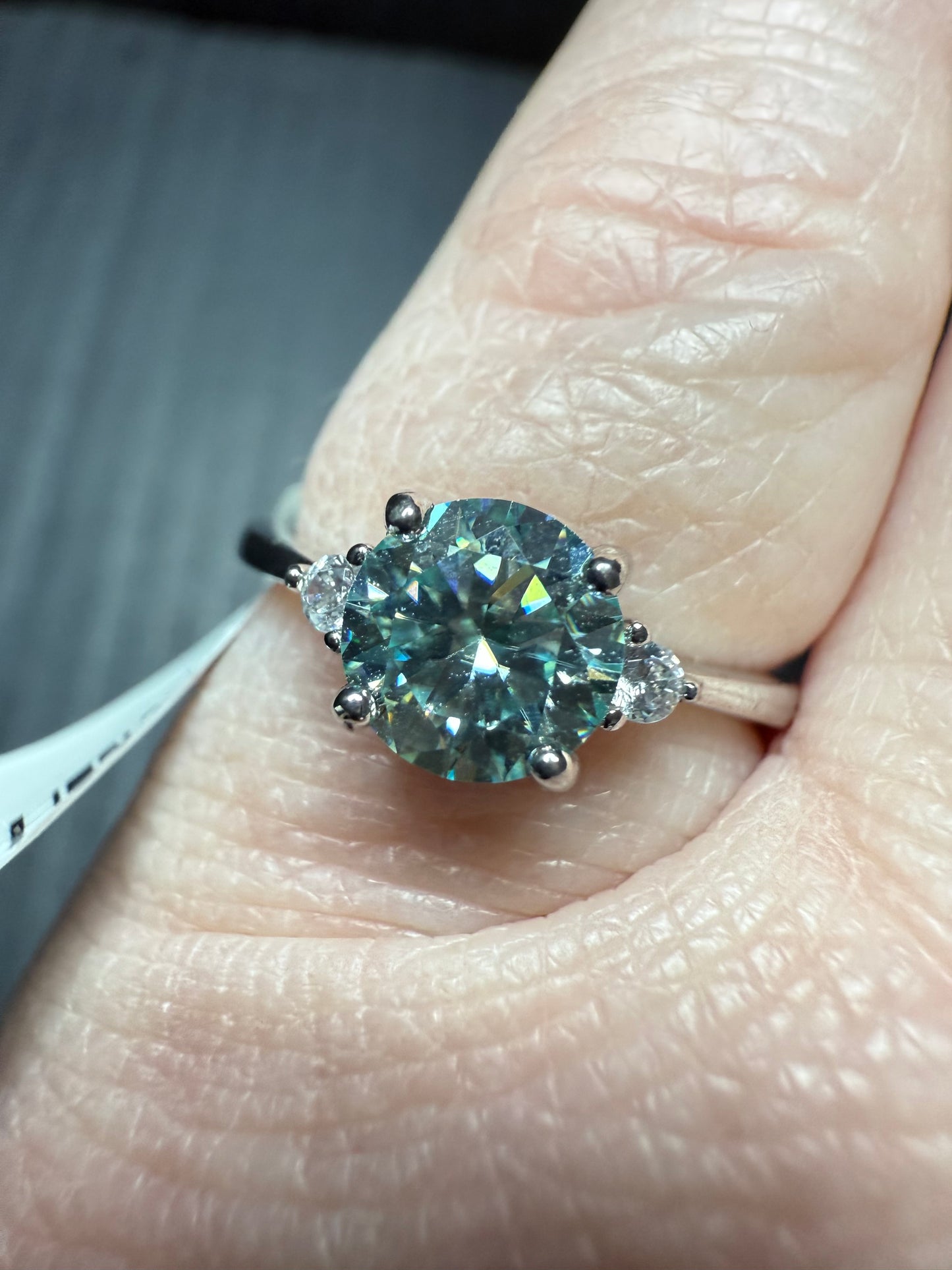 Green Moissonite Diamond Ring