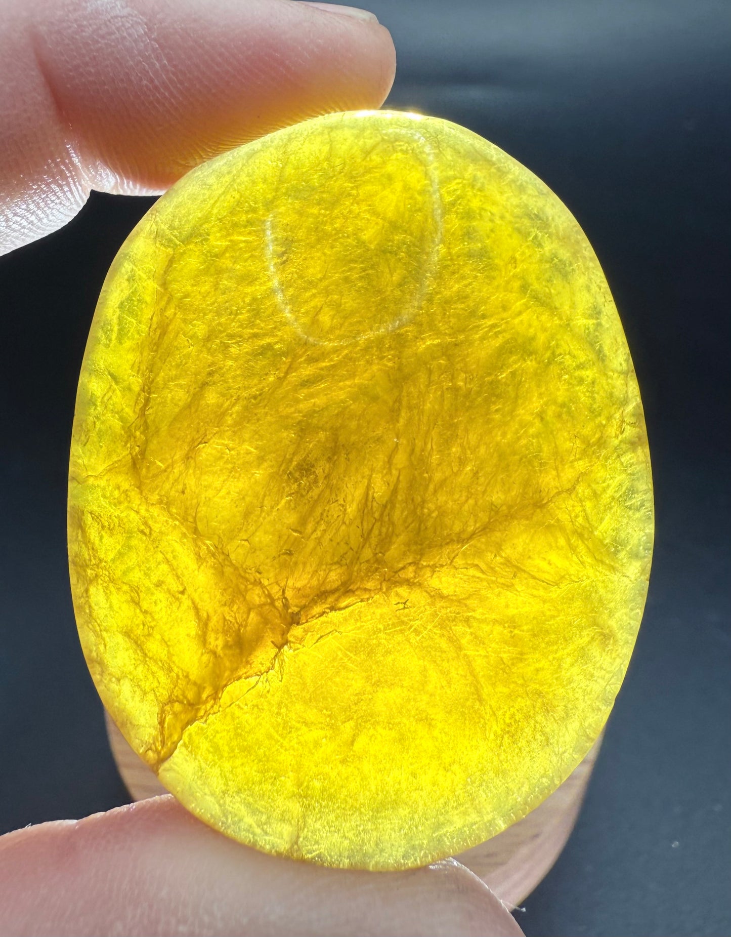 Yellow Fluorite with Mica Palm Stone