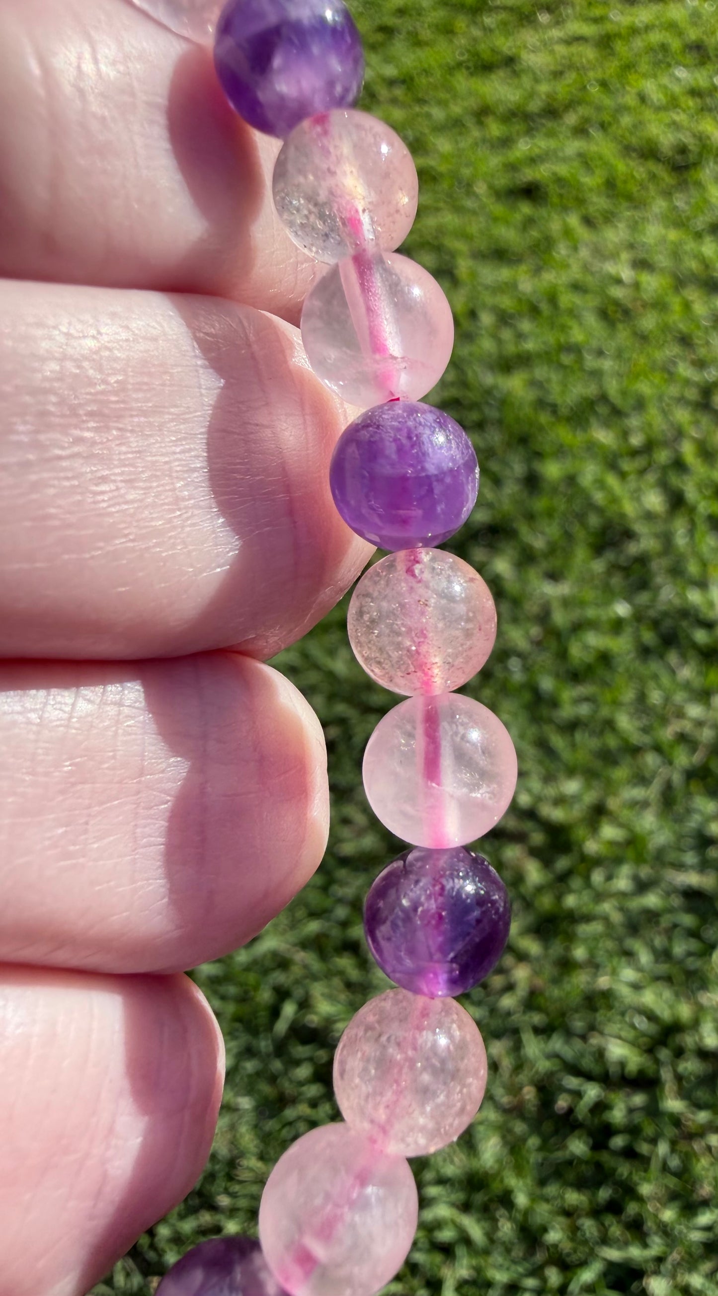 Crystal Harmony Bracelet – Amethyst, Rose Quartz & Strawberry Quartz