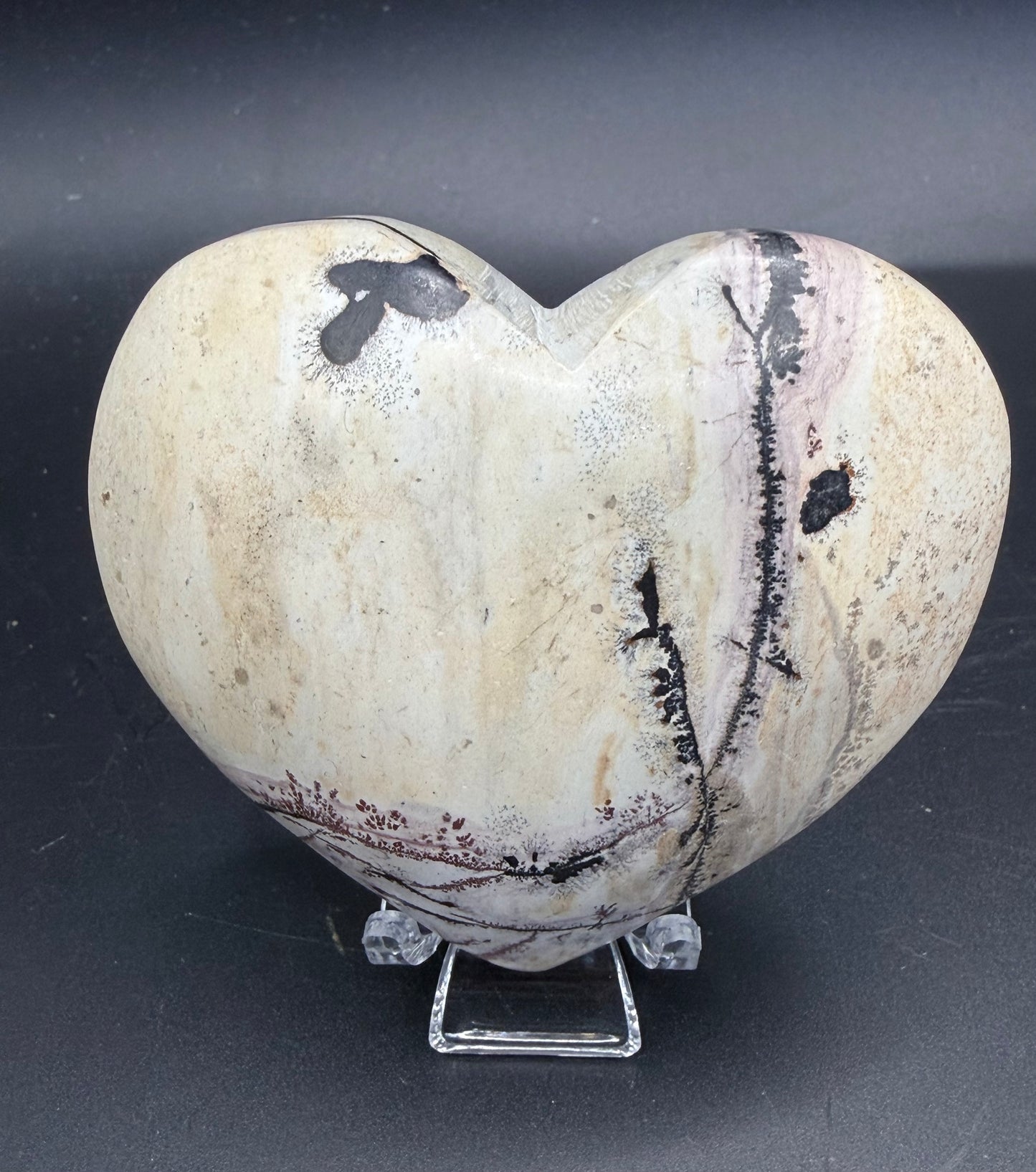 Picture Jasper with Dendritic Inclusions Heart 7.3cm