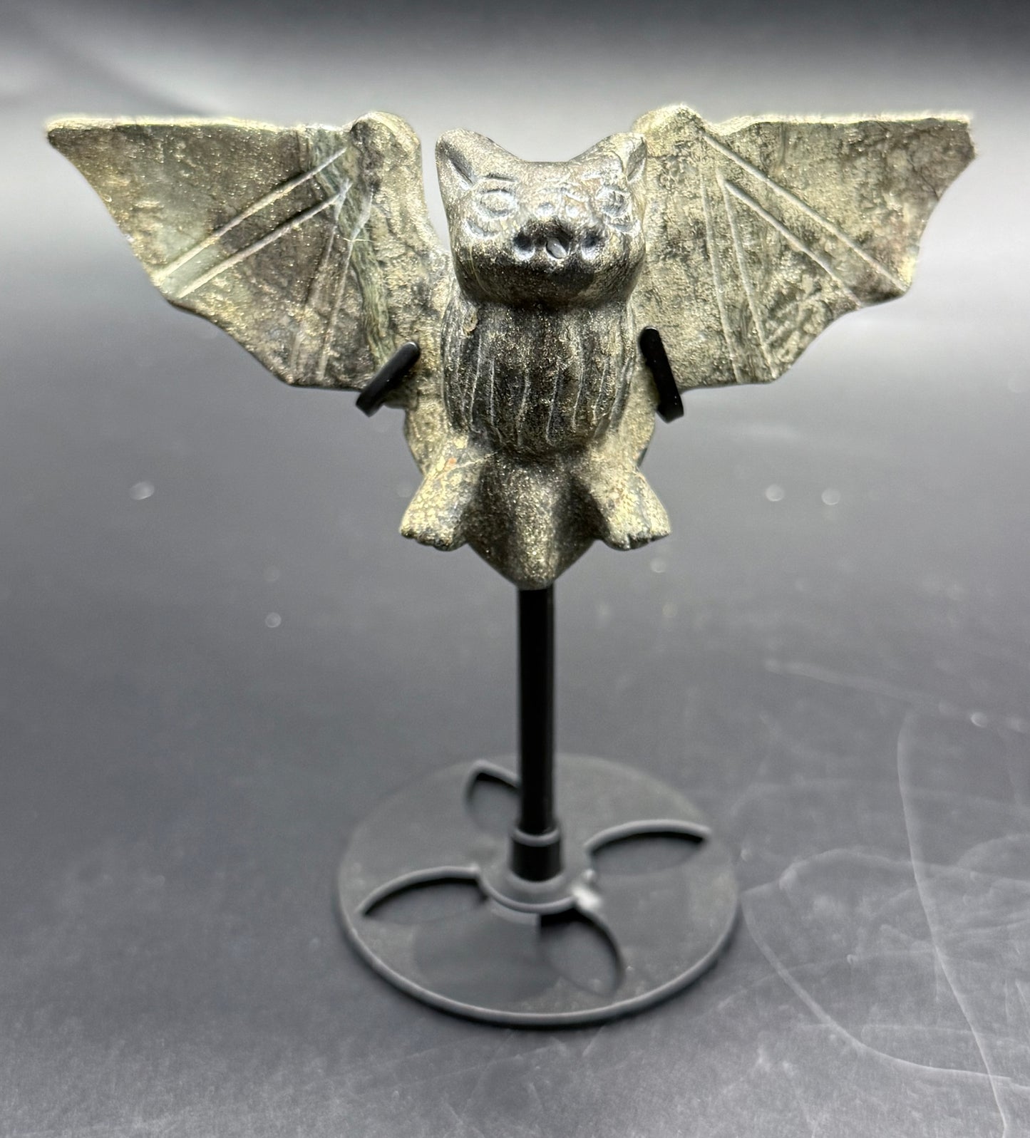 Pyrite Crystal Bat on Stand