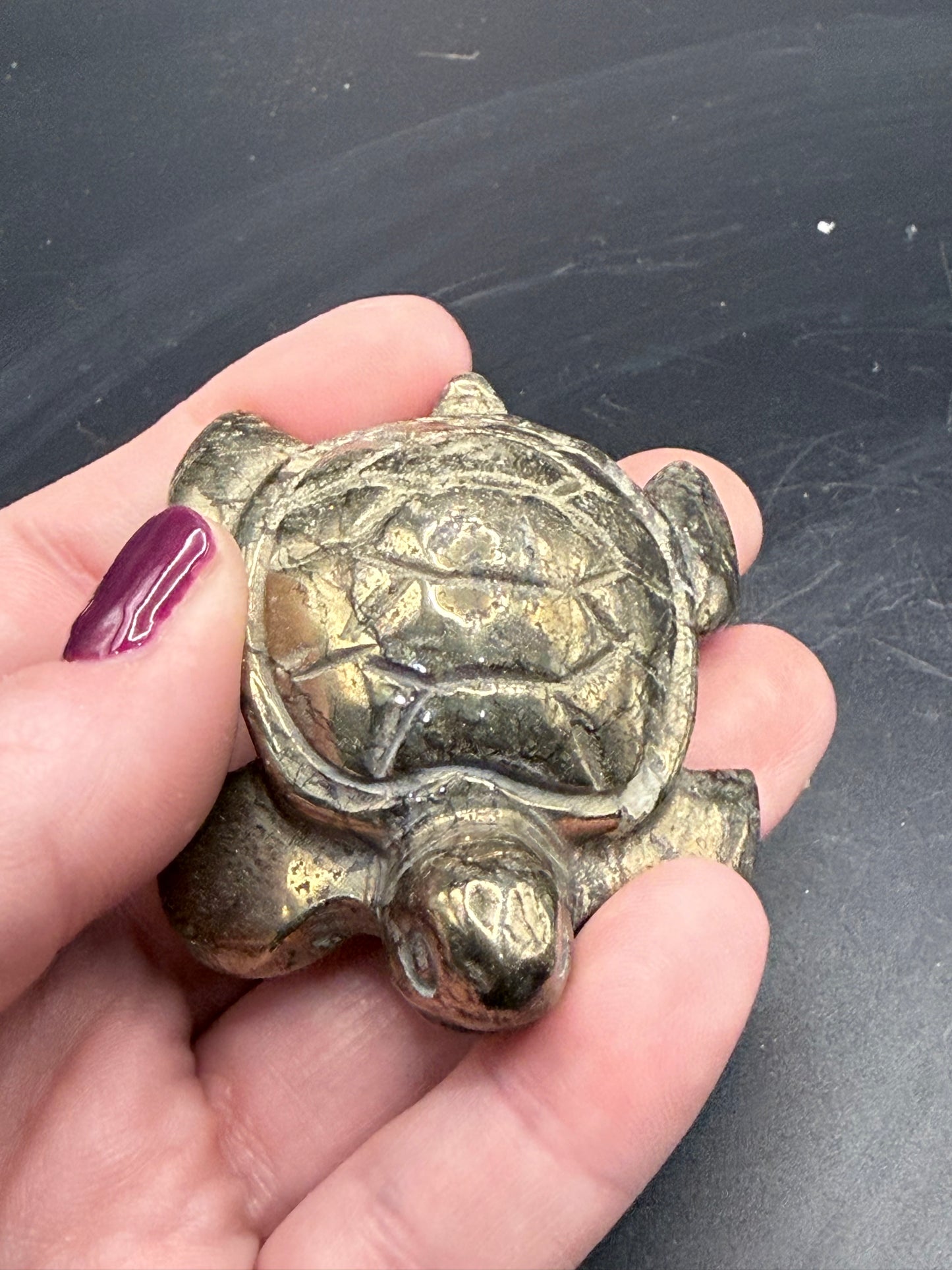 Pyrite Turtle Carving