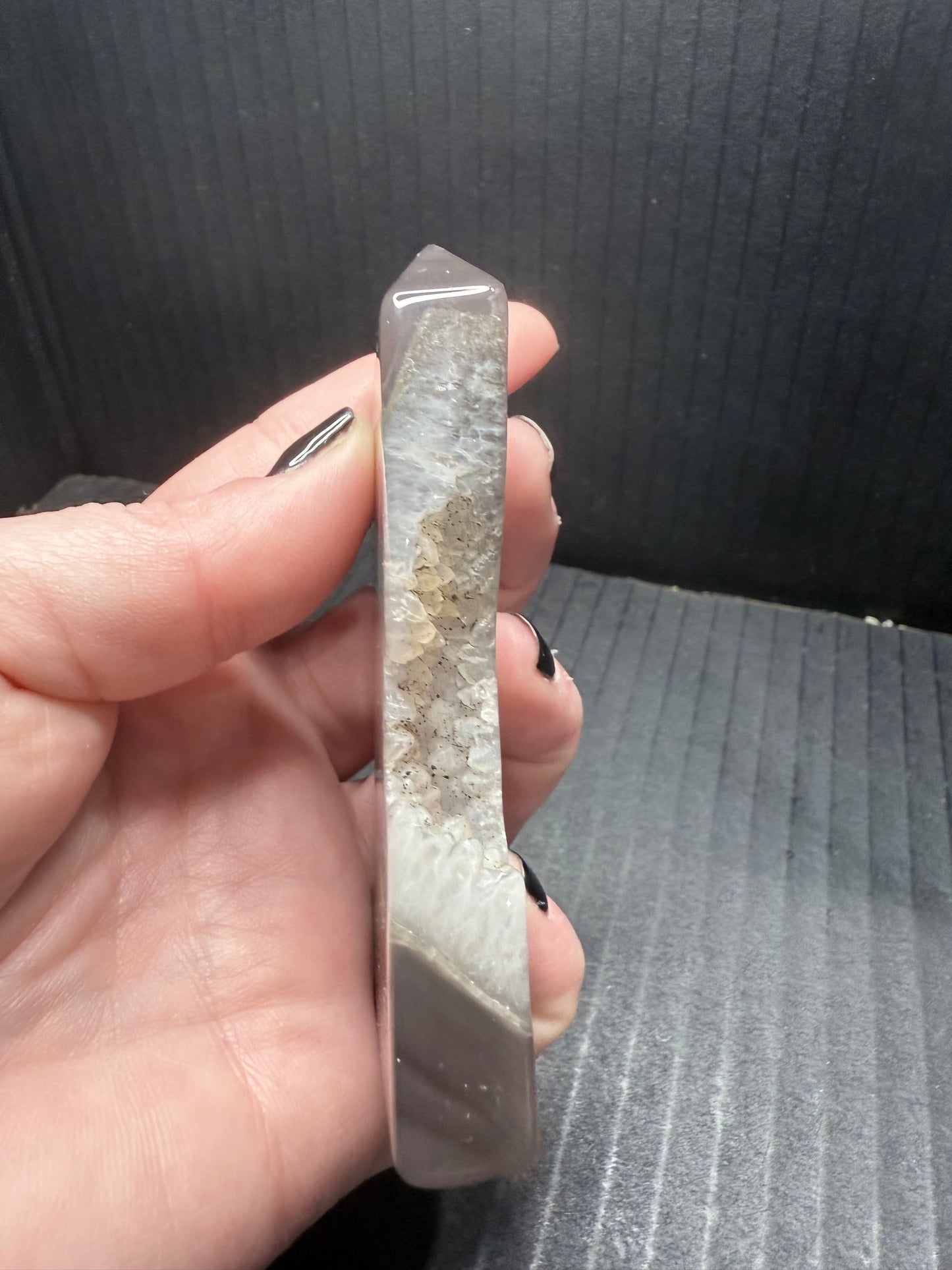 Black Druzy Agate Tower