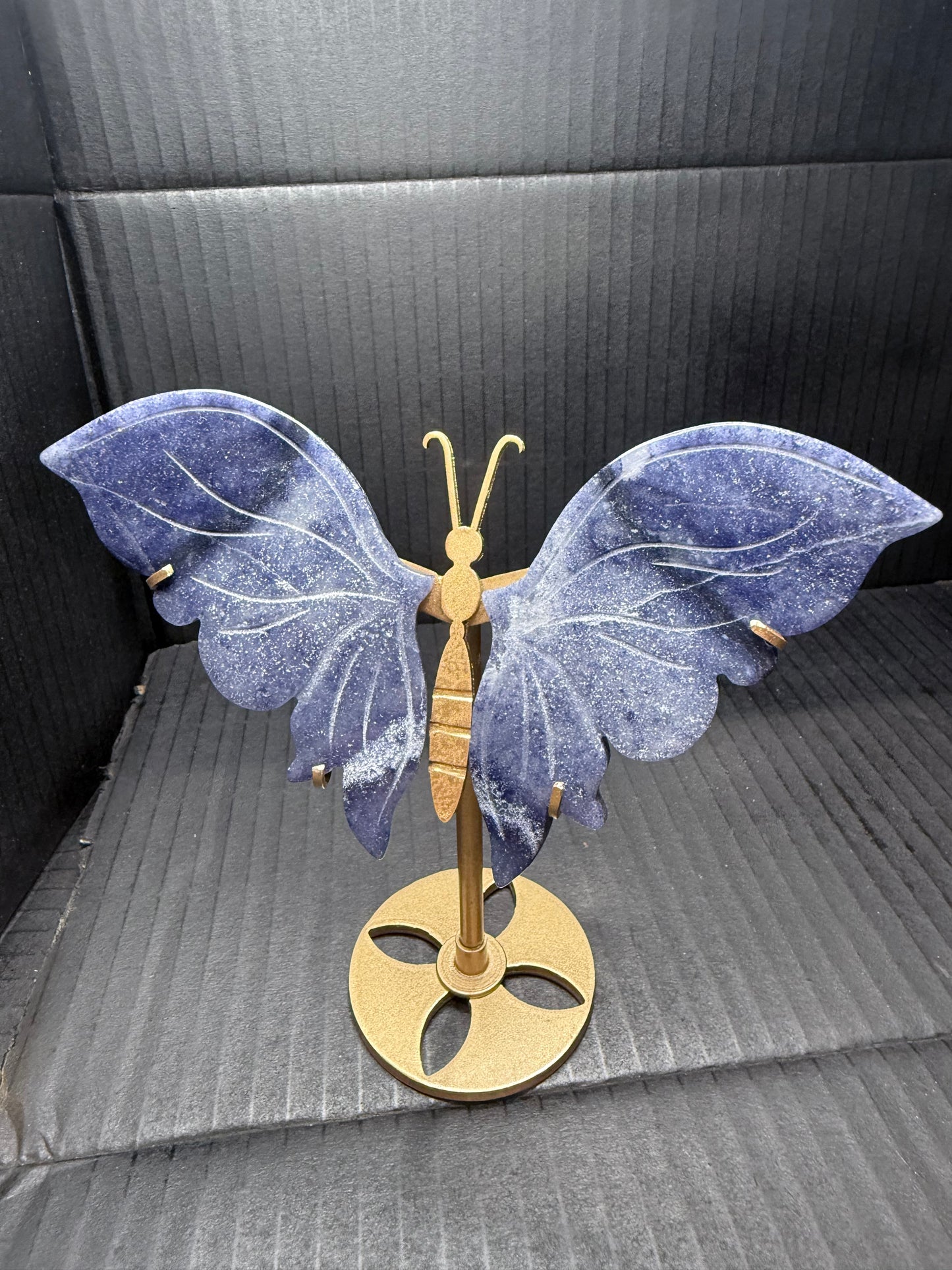 Blue Aventurine Butterfly on stand