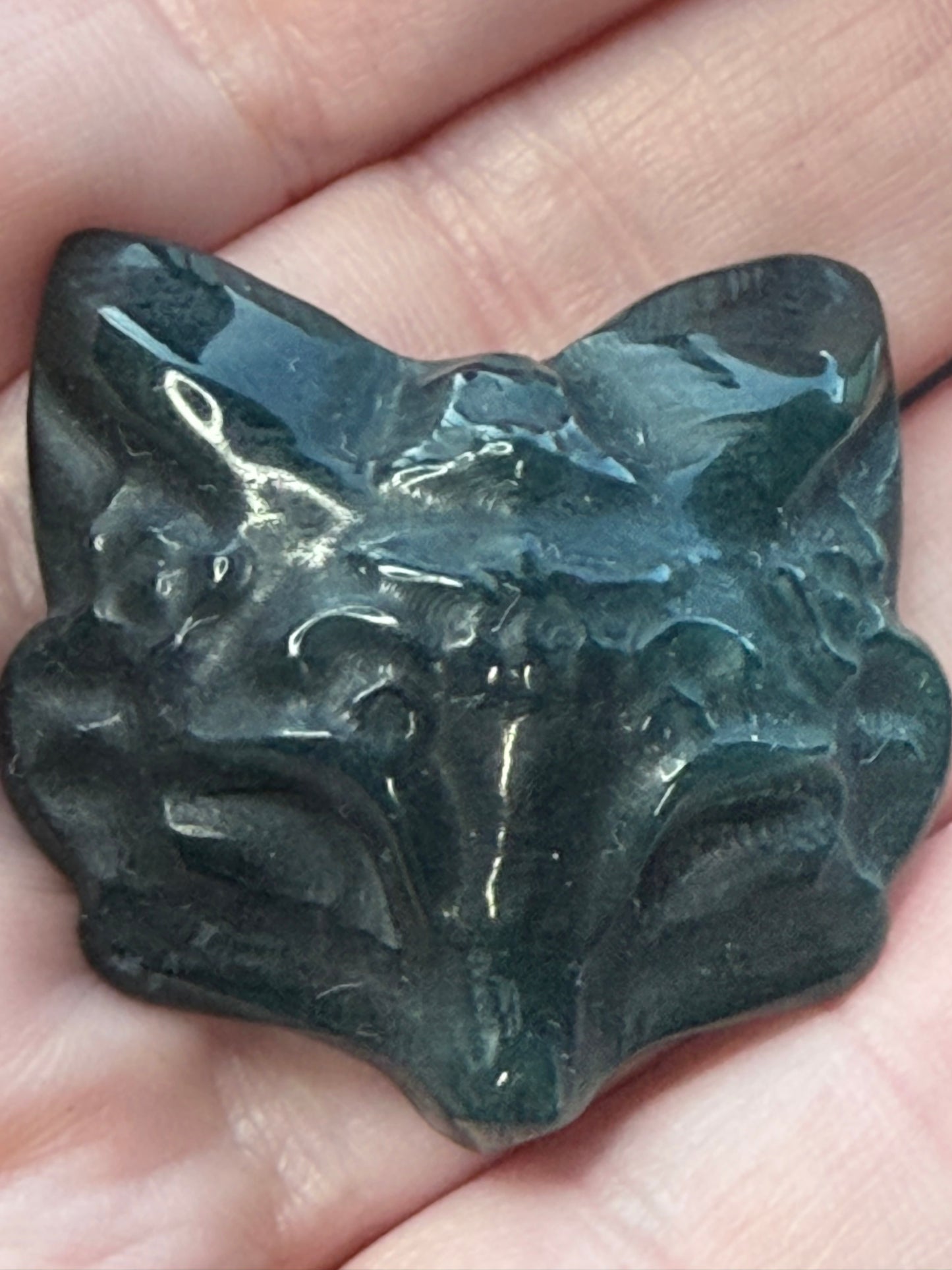 Moss Agate Mini Fox Mask