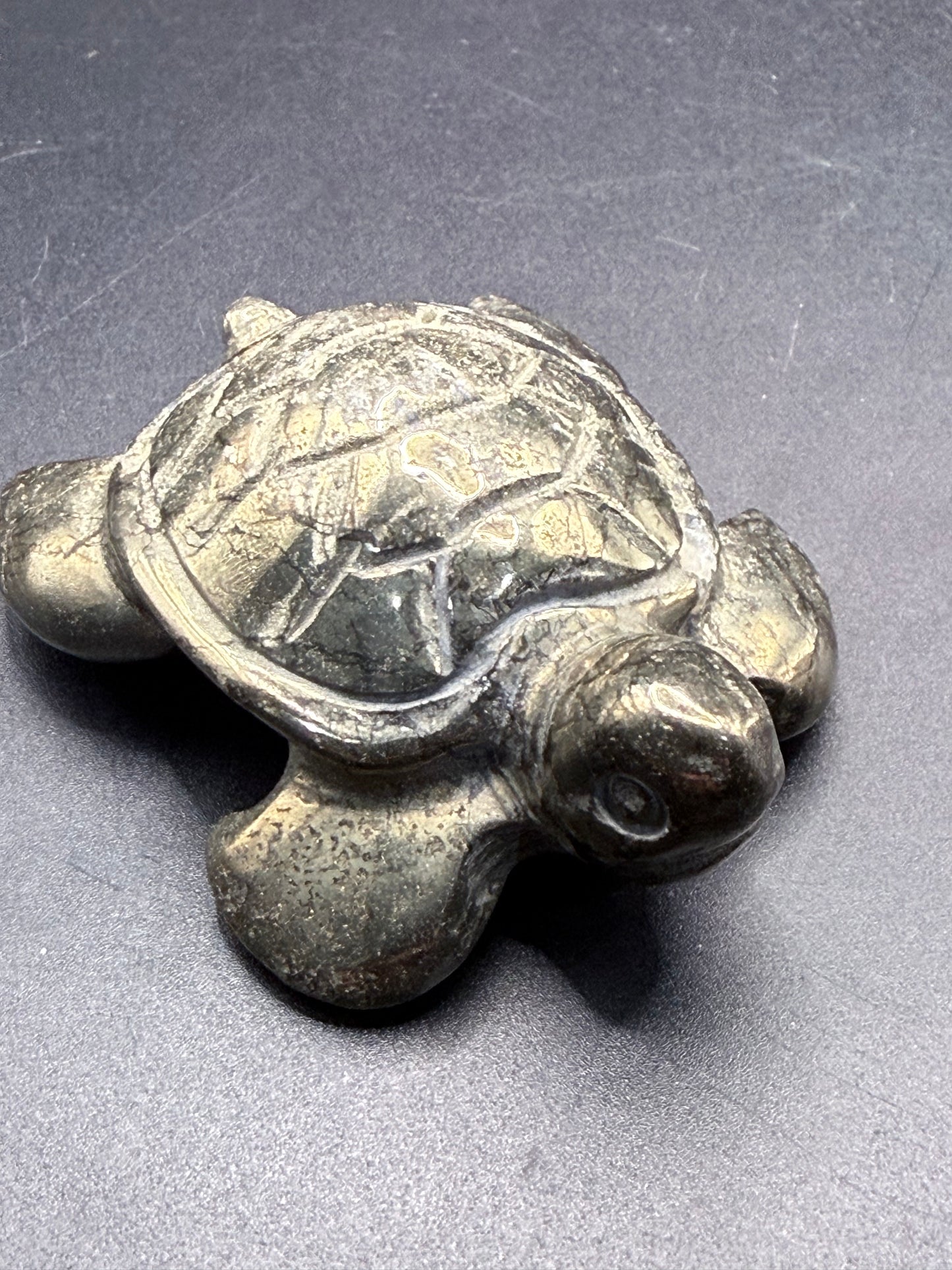 Pyrite Turtle Carving